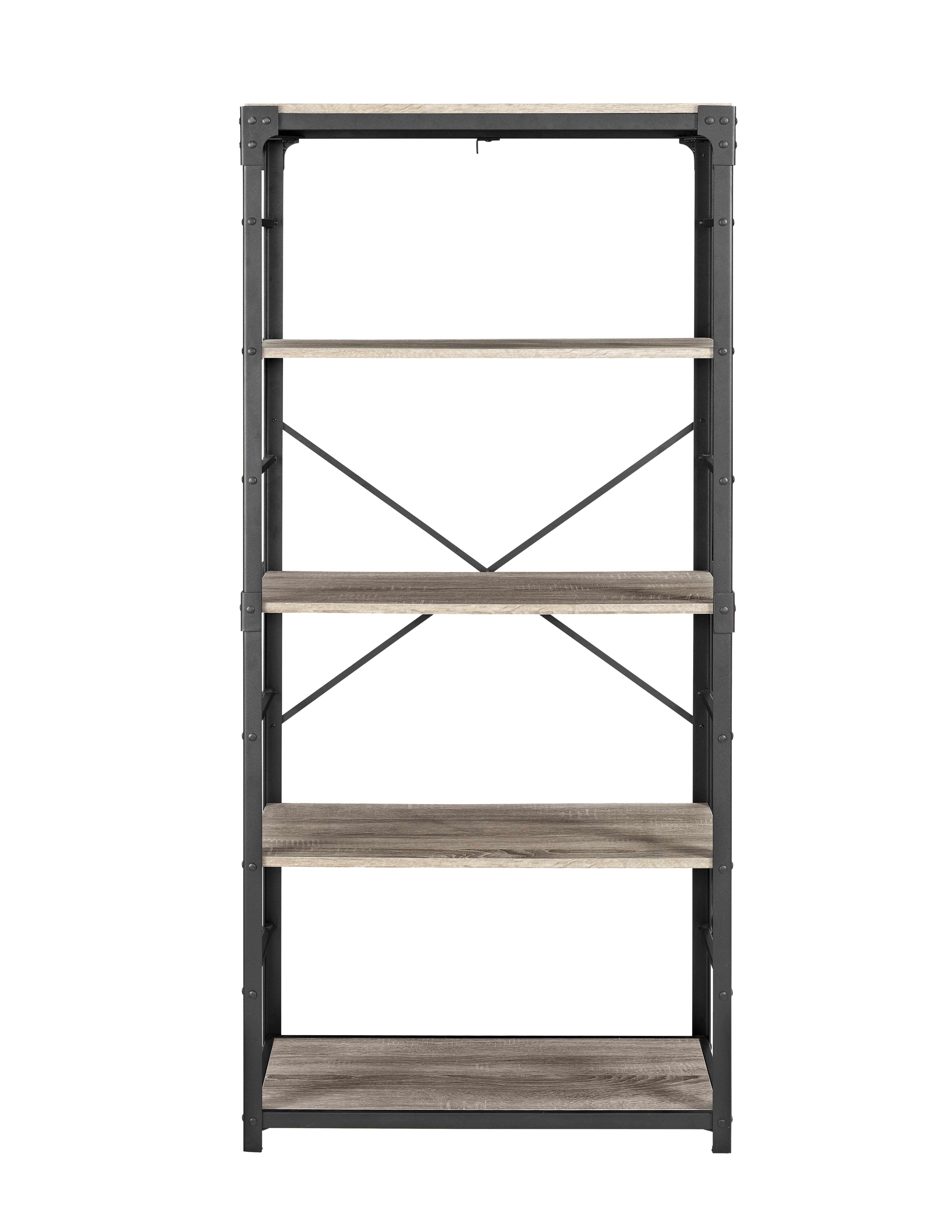 Walker Edison 64&#x22; Driftwood Angle Iron Industrial Bookcase