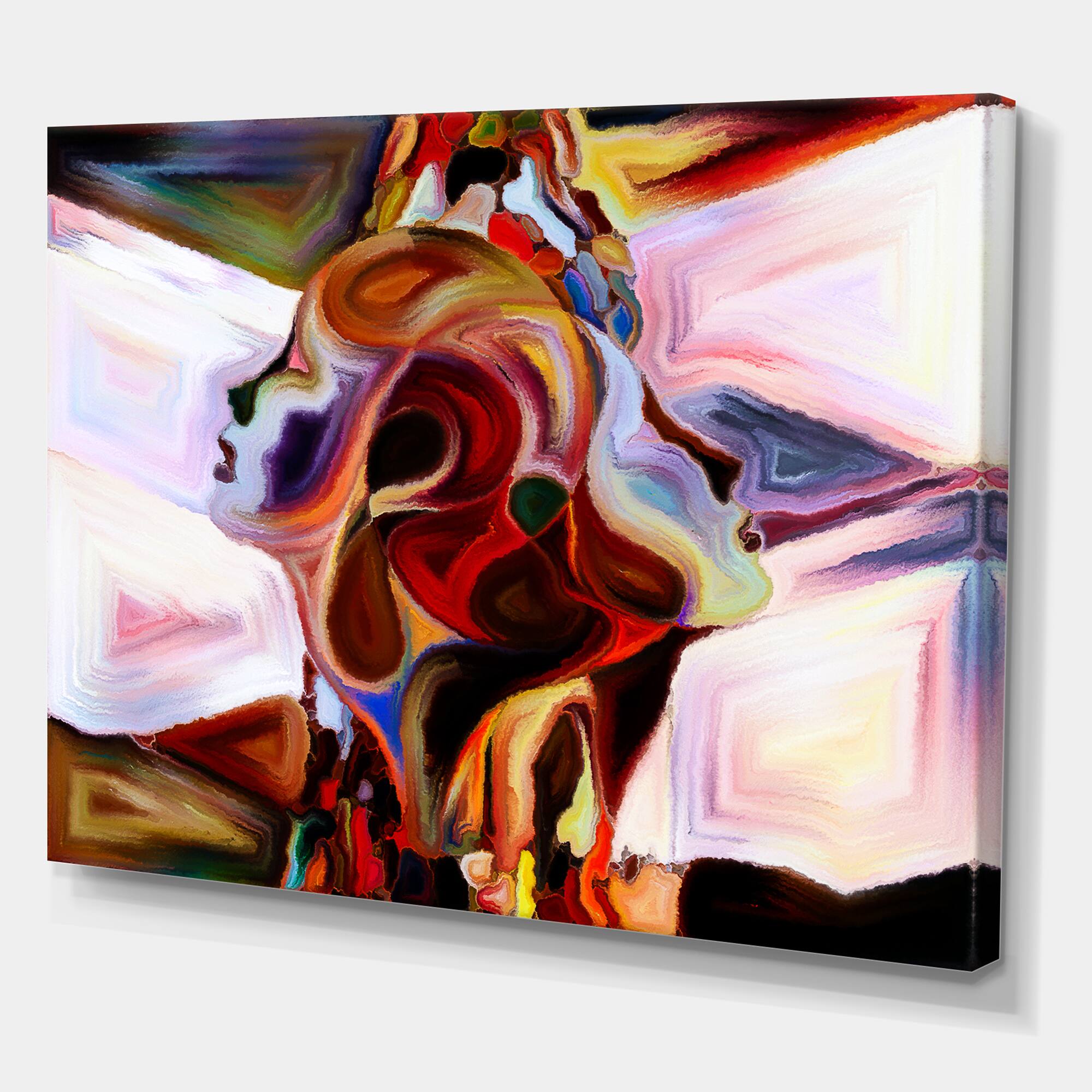 Designart - Union Of Male And Female Faces II - Modern Canvas Wall Art Print