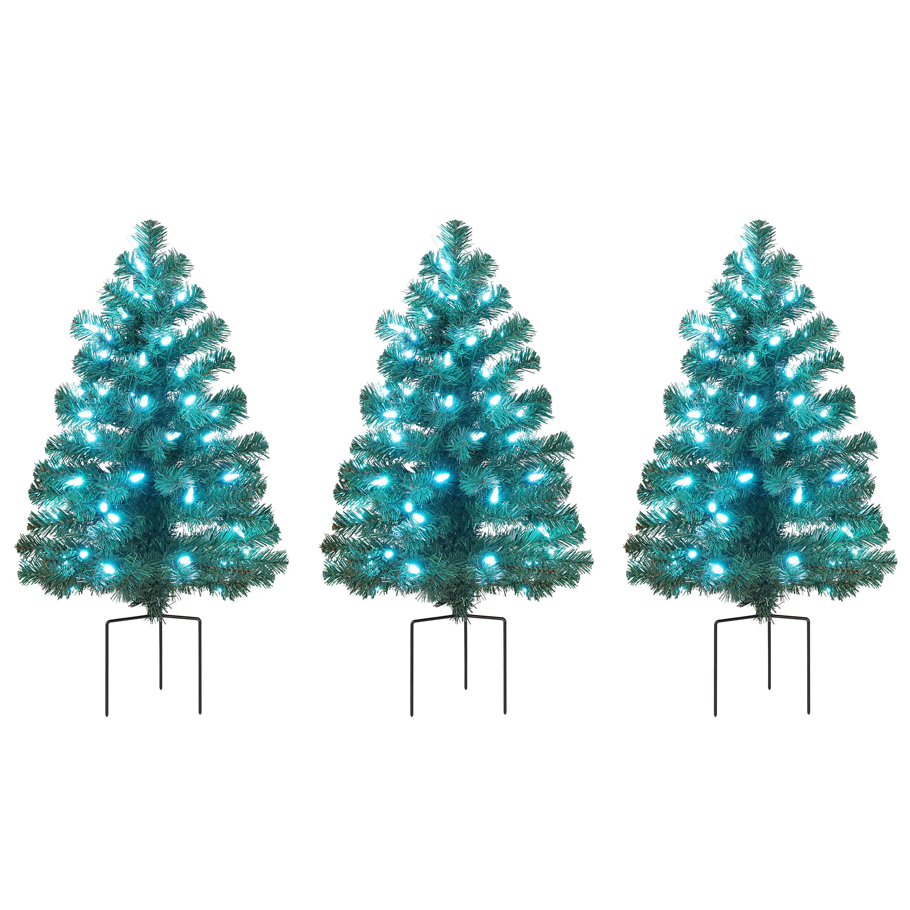 3ct. Pre-Lit Alexa Enabled Pathway Artificial Christmas Tree Set