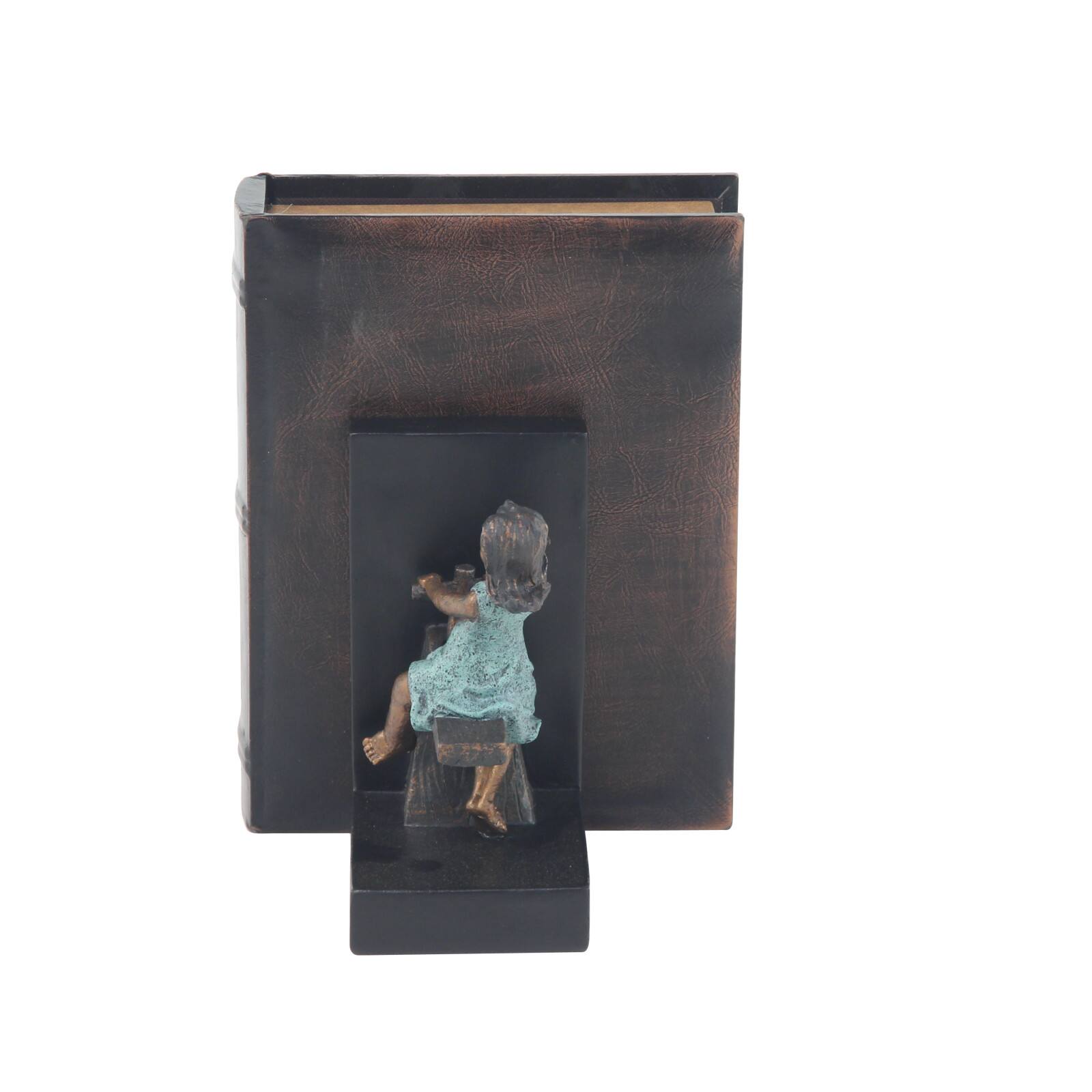 8&#x22; Brown Polystone Playing Children Bookends