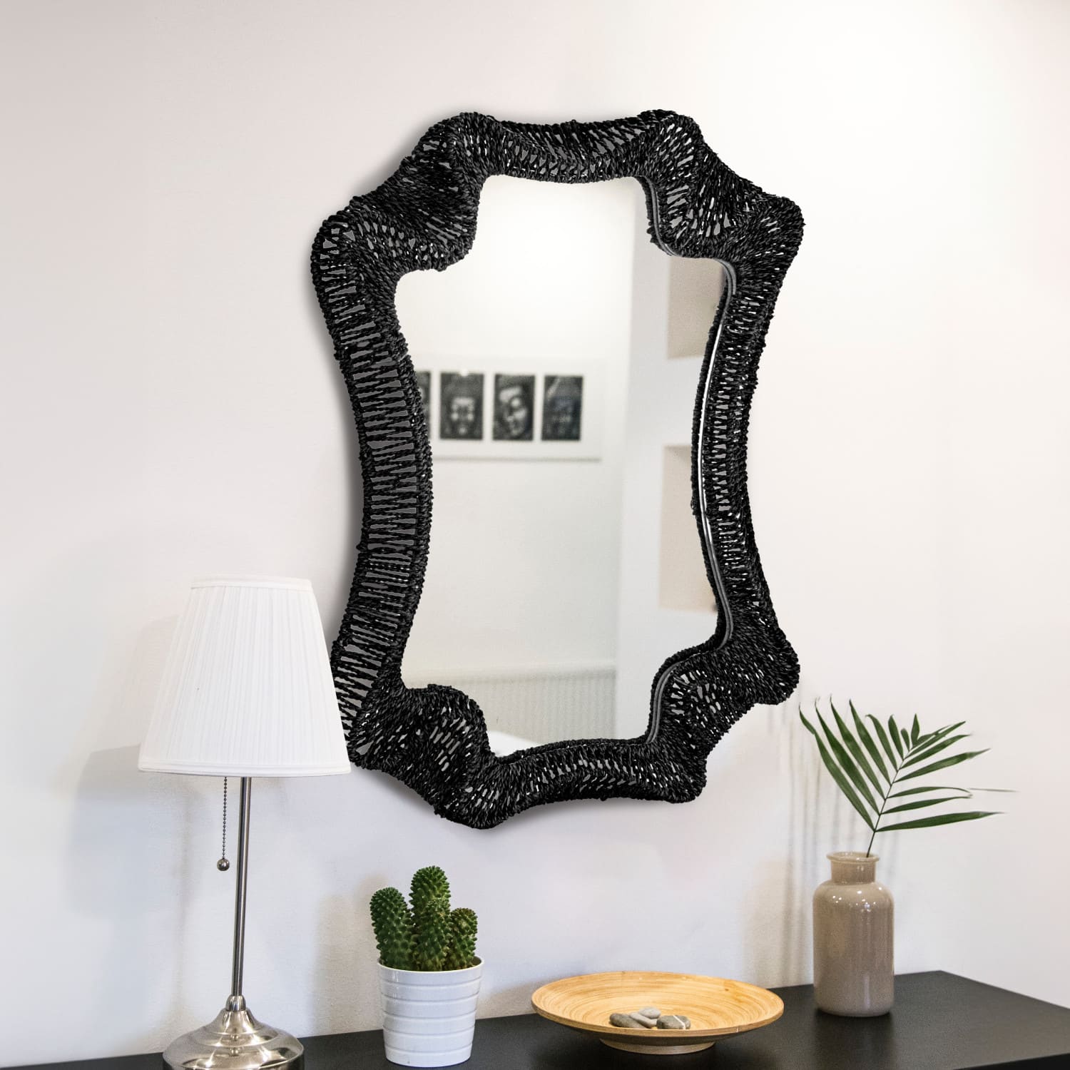 Hello Honey® 37" Black Decorative Cattail Wall Mirror