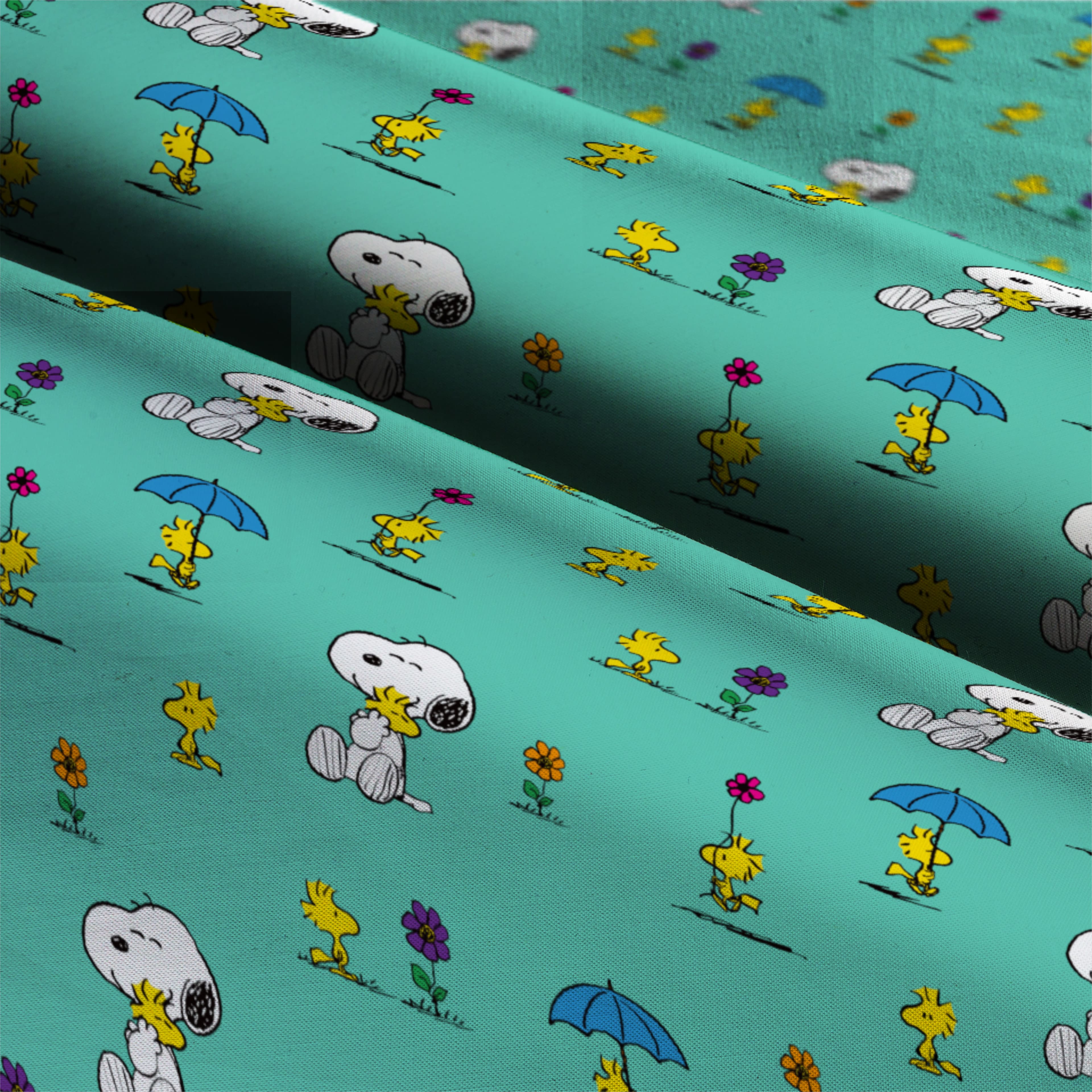 Peanuts&#xAE; Snoopy &#x26; Woodstock Teal Cotton Fabric