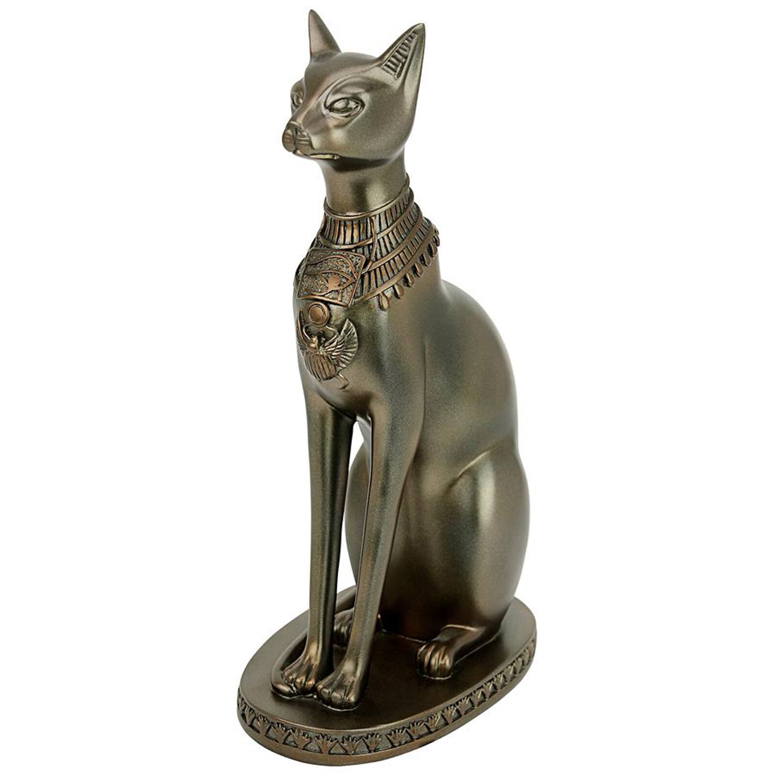 11.5" Gold Cat Goddess of Ancient Egypt Statue