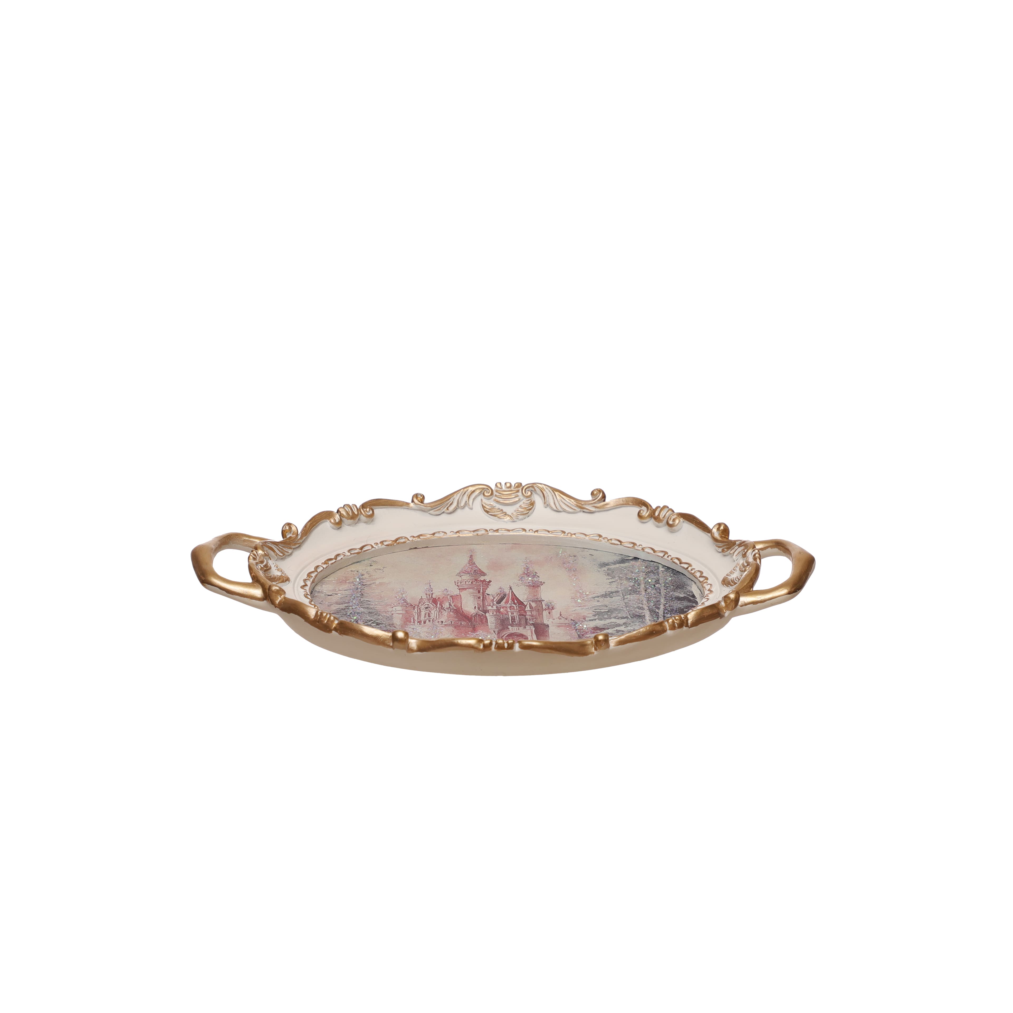 12&#x22; Pink &#x26; Gold Castle Decorative Tray by Ashland&#xAE;