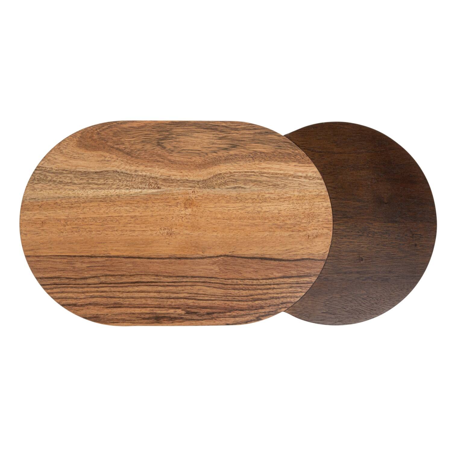 15.75&#x22; Natural &#x26; Walnut Oval Two-Tone Wood Cheese &#x26; Cutting Board