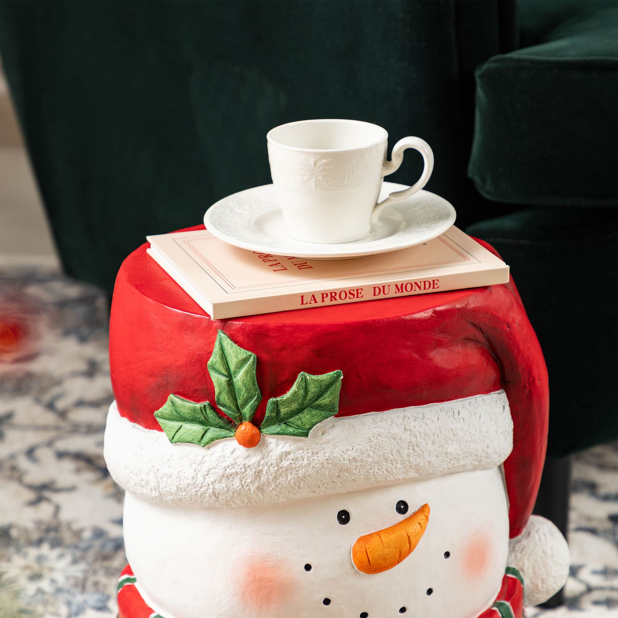 Glitzhome&#xAE; 14.25&#x22;H Christmas MGO Snowman Stool or Accent Table