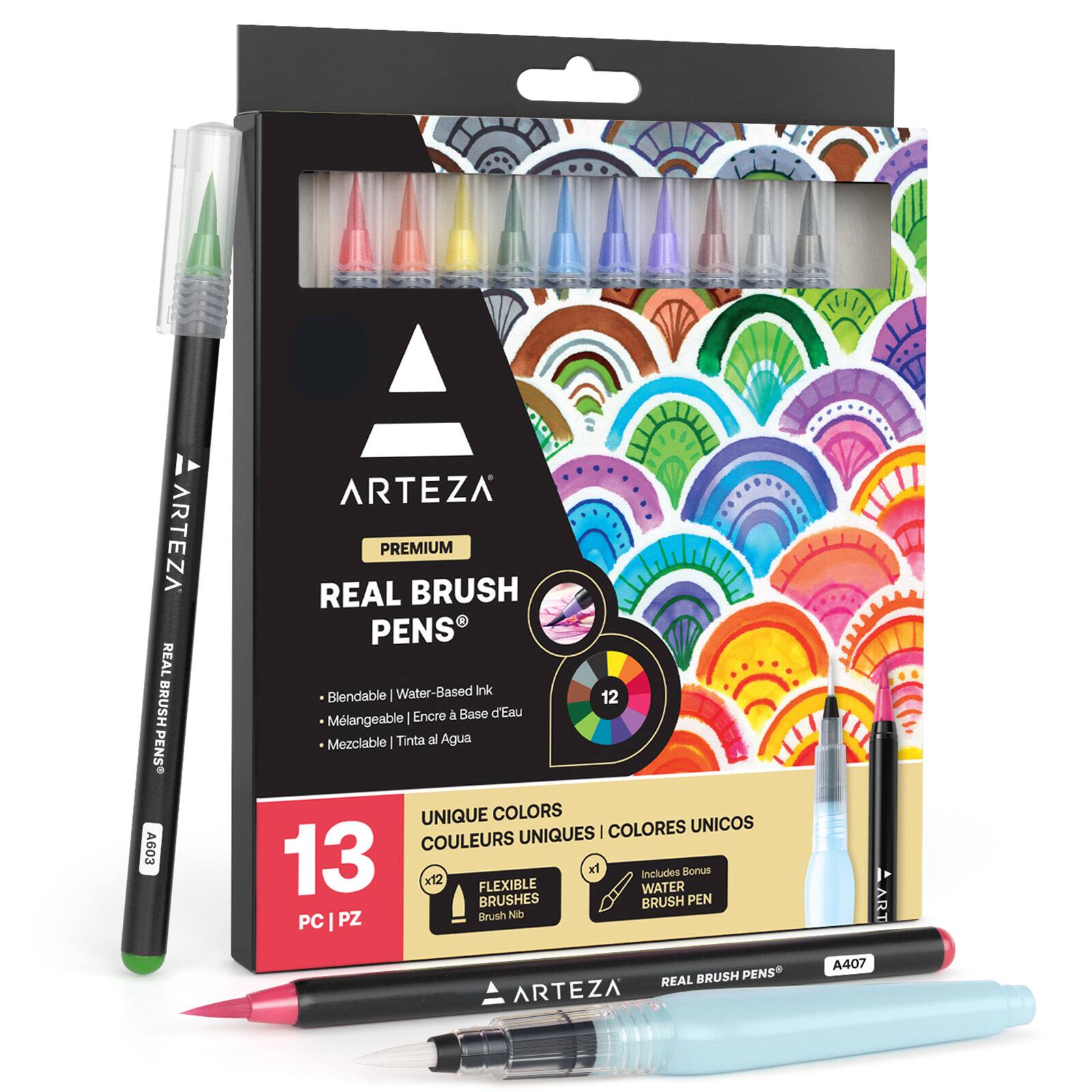 Arteza Real Brush Pens® Unique Colors & Water Brush Set