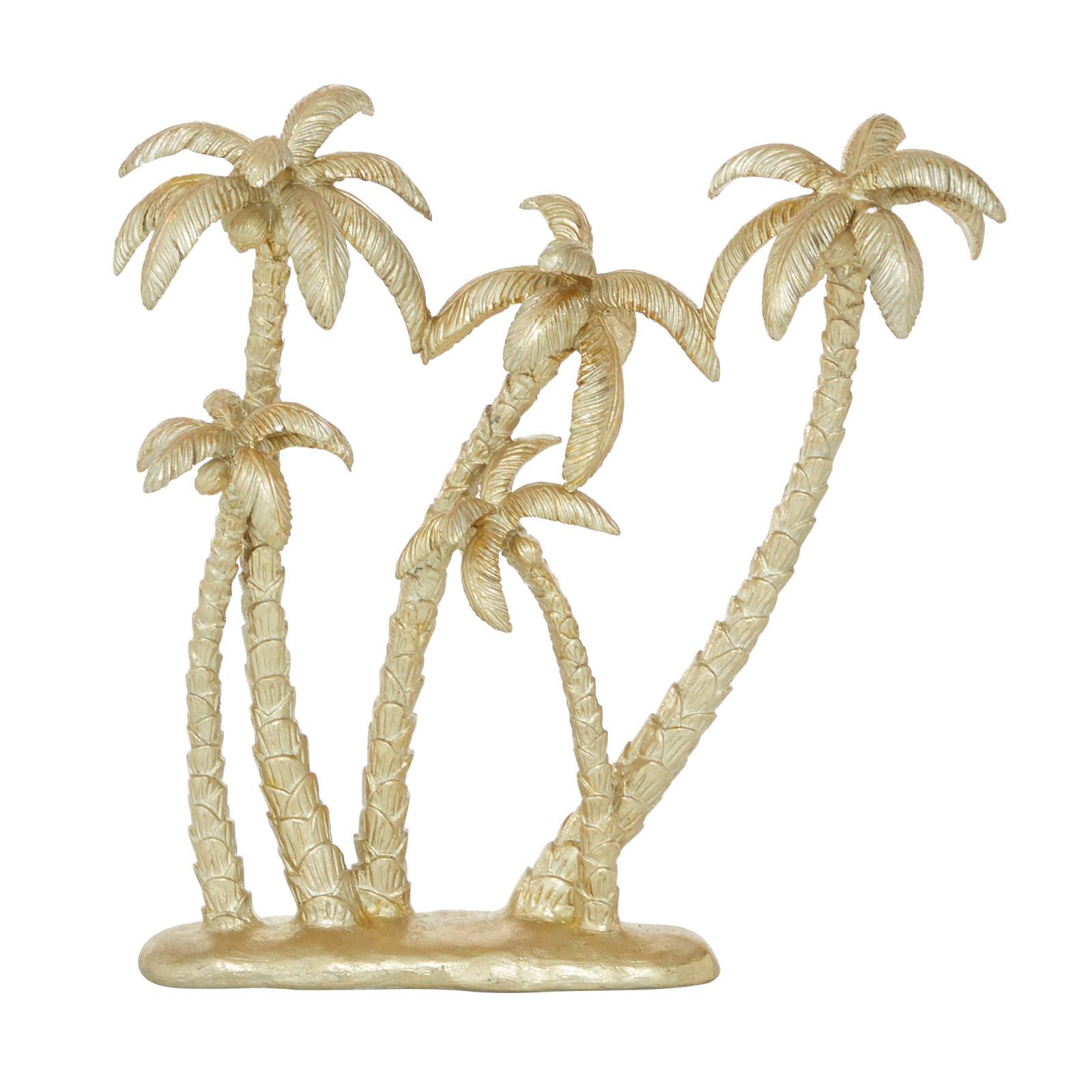 16&#x22; Gold Coastal Palm Tree Sculpture