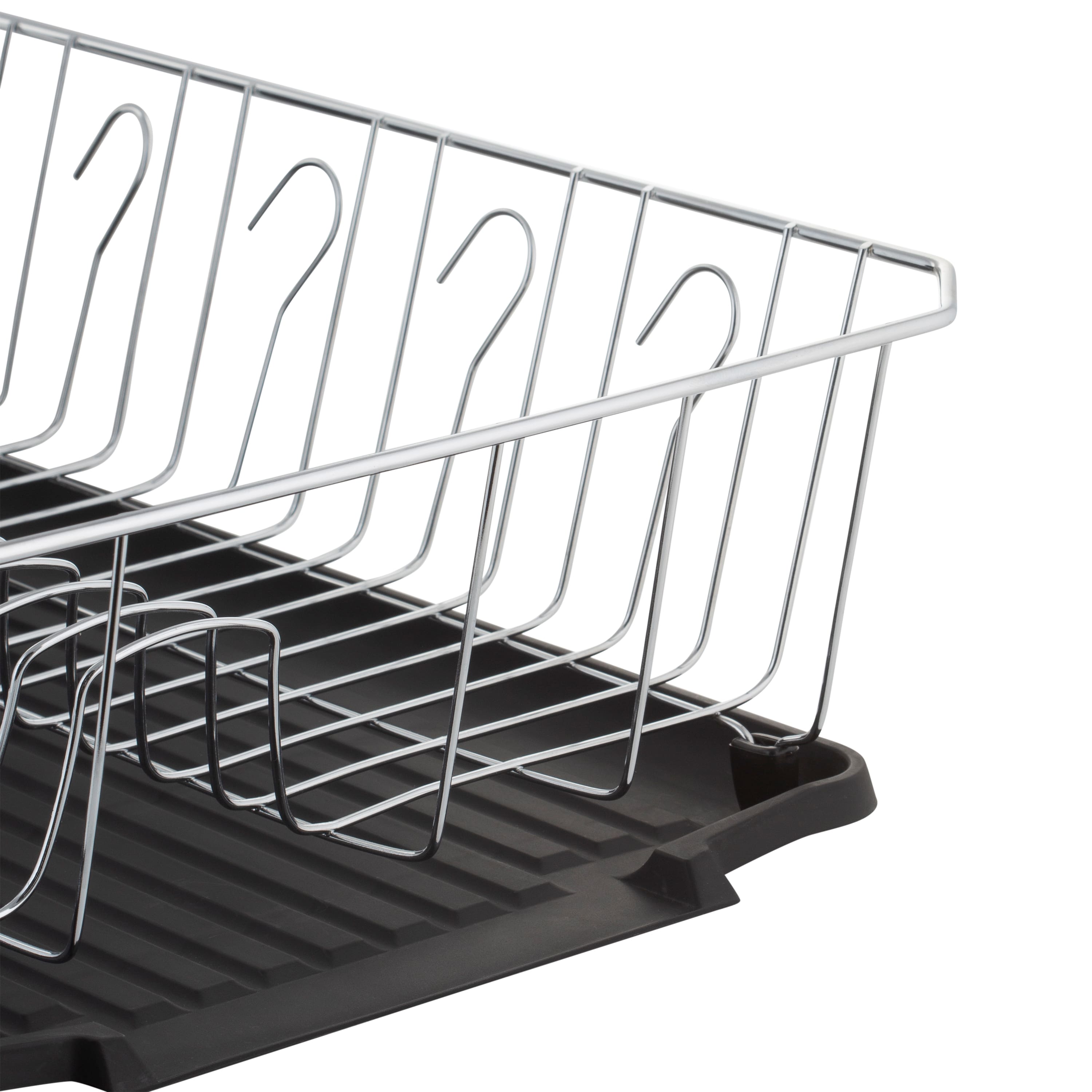 Kitchen Details Black 3-Piece Chrome Dish Rack Set