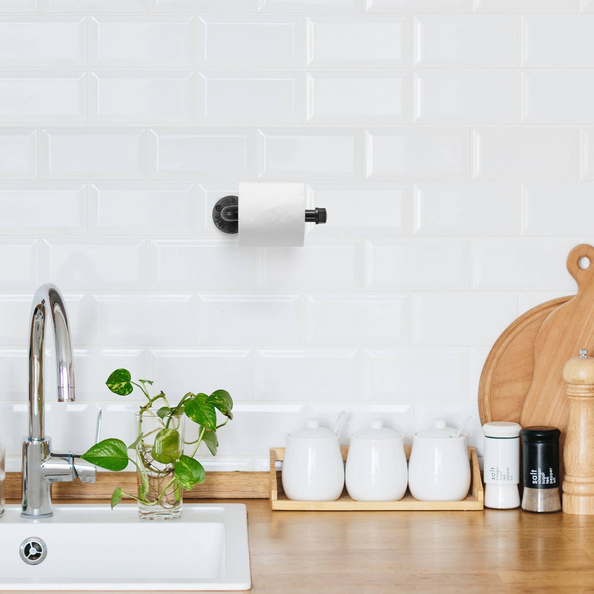 NEX™ 6.5" Black Iron Rustic Toilet Paper Roll Holders, 2ct.