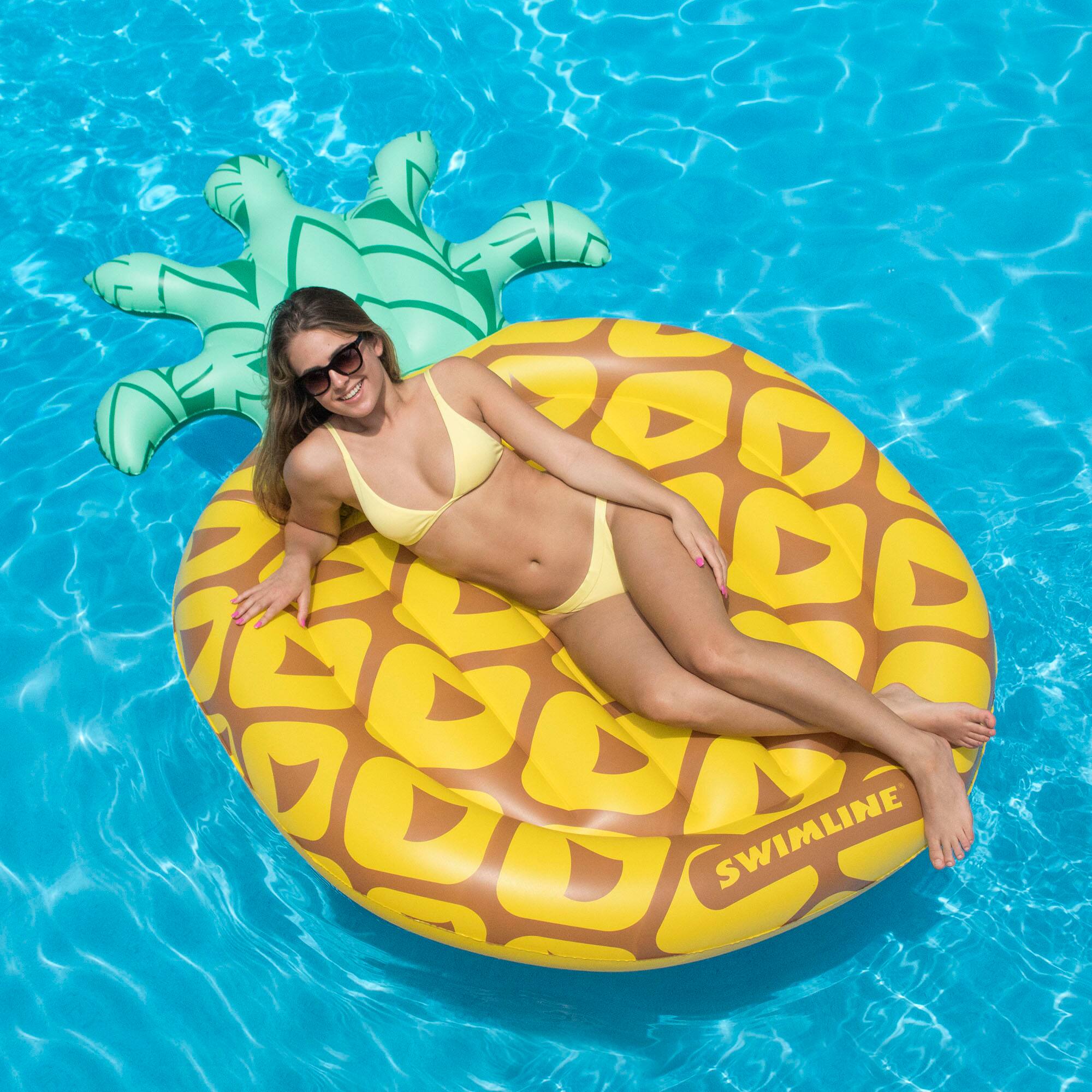 86&#x22; Inflatable Tropical Pineapple Swimming Pool Raft
