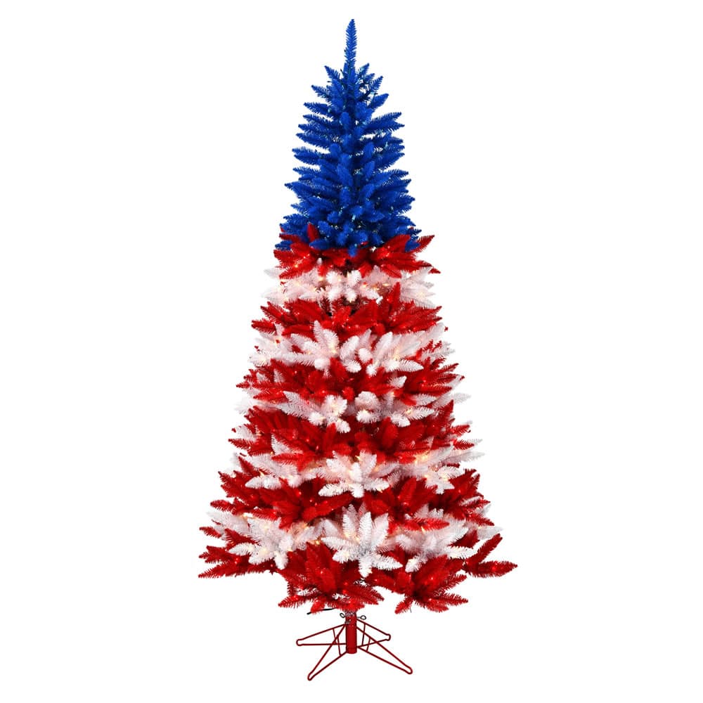 6.5Ft. Pre-Lit Pencil Centennial Pine Artificial Christmas Tree, Red White & Blue Lights | Michaels