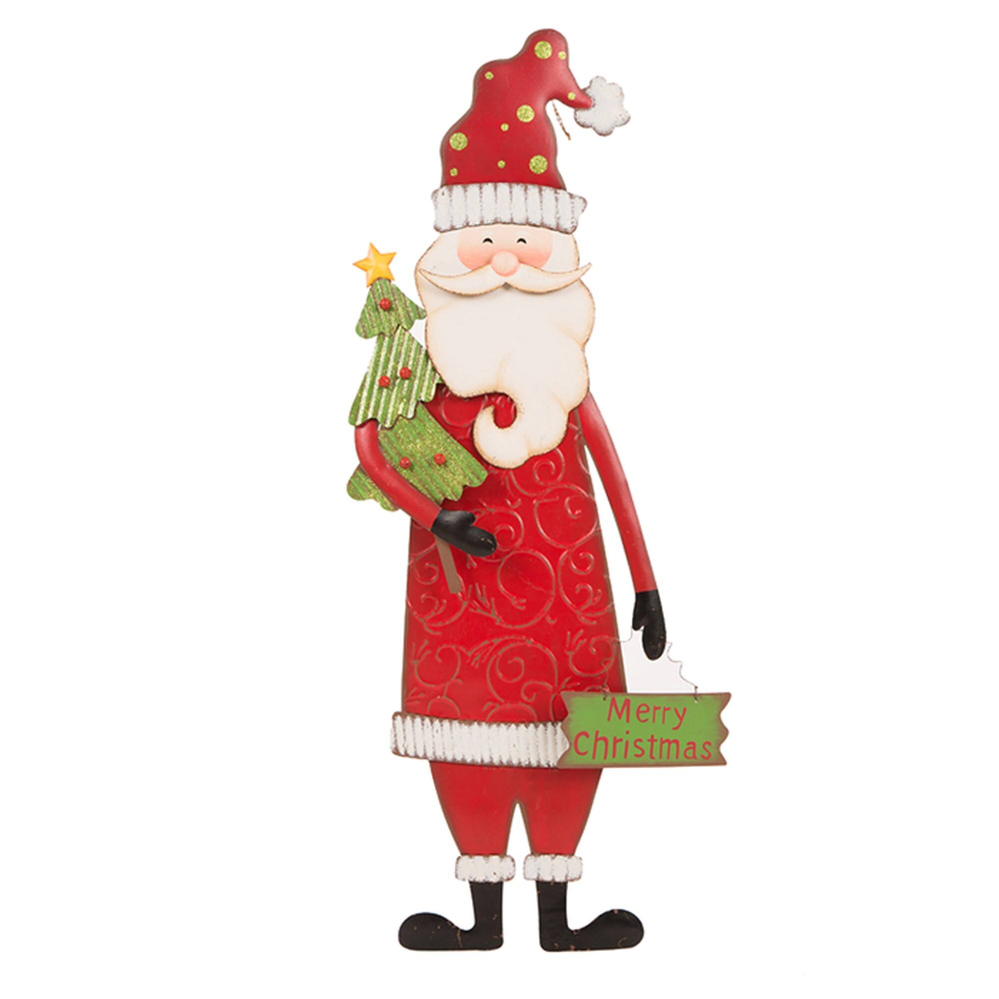 Glitzhome&#xAE; 36&#x22; Santa Metal Yard Stake