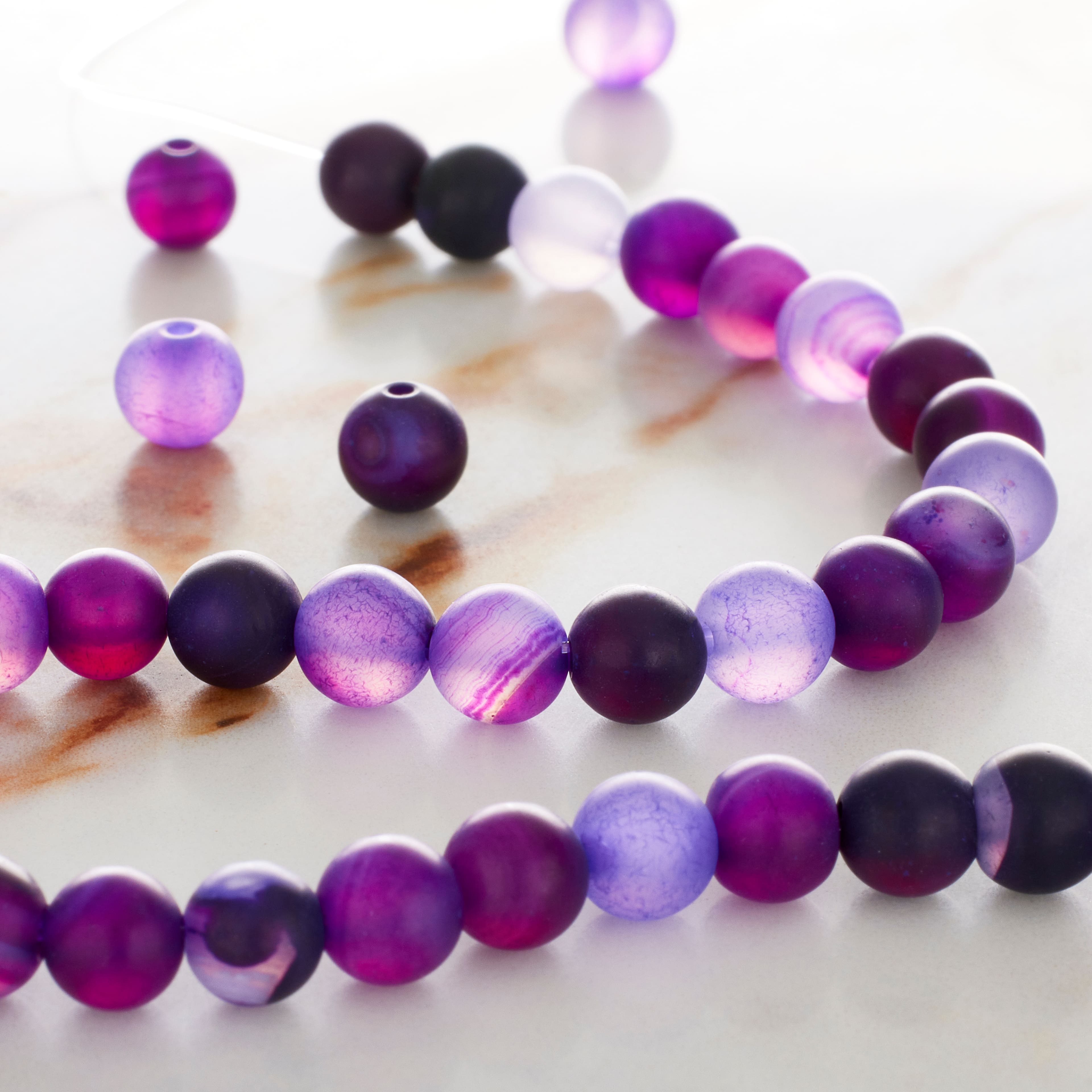 Purple Matte Agate Round Beads by Bead Landing&#x2122;