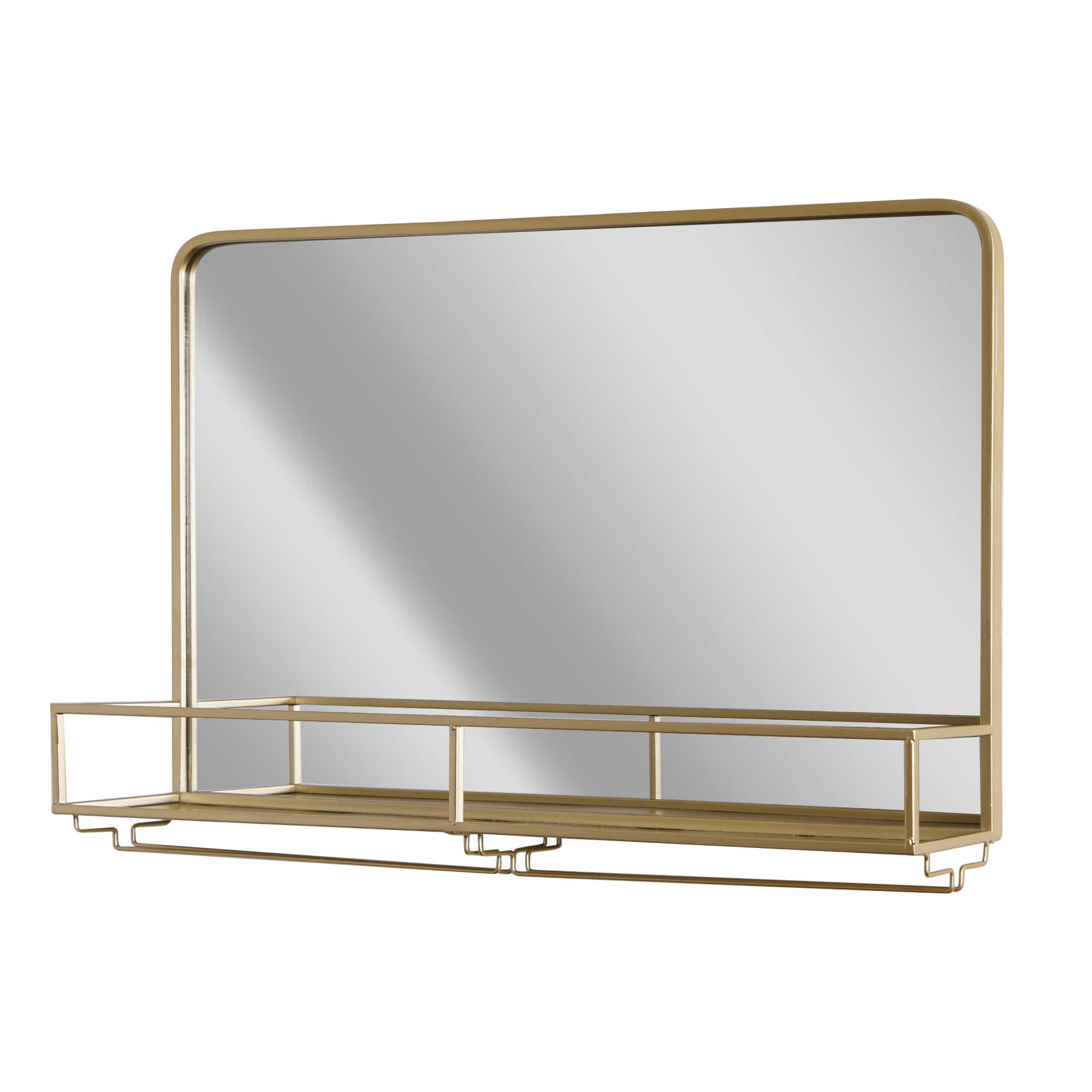 Gold Frame Rectangle Vanity Wall Mirror with Storage - 21.25&#x22; x 31.5&#x22;