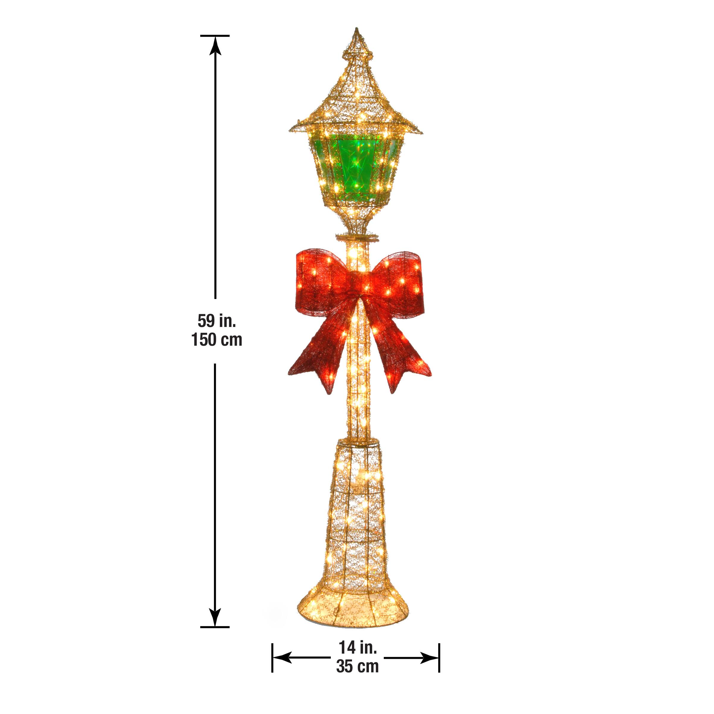 60&#x22; Gold Wire Lamp Post, Clear Lights