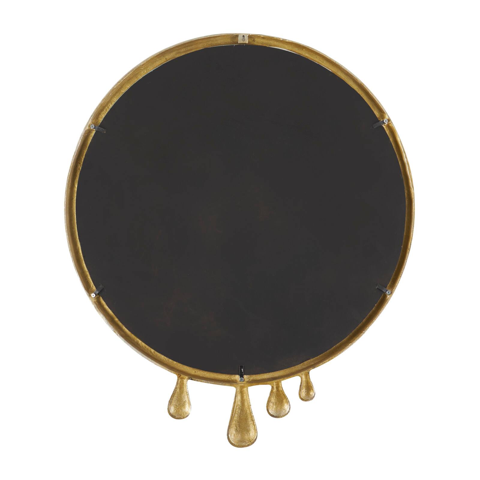 43&#x22; Gold Abstract Drip Framed Round Wall Mirror