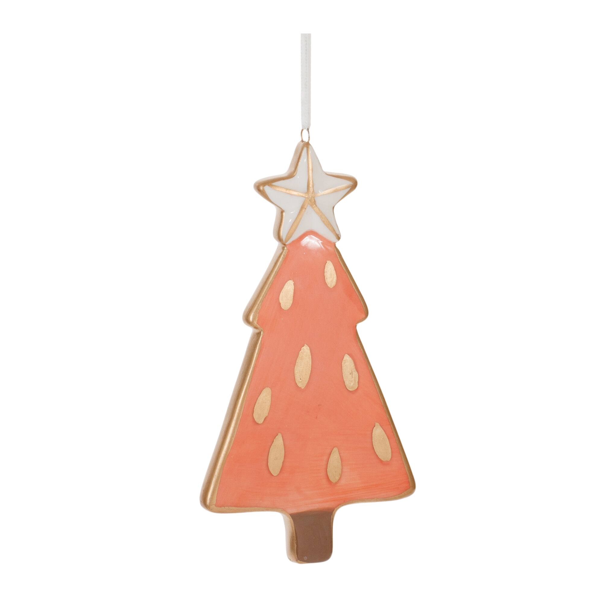 4&#x22; Ceramic Pine Tree Ornaments Set
