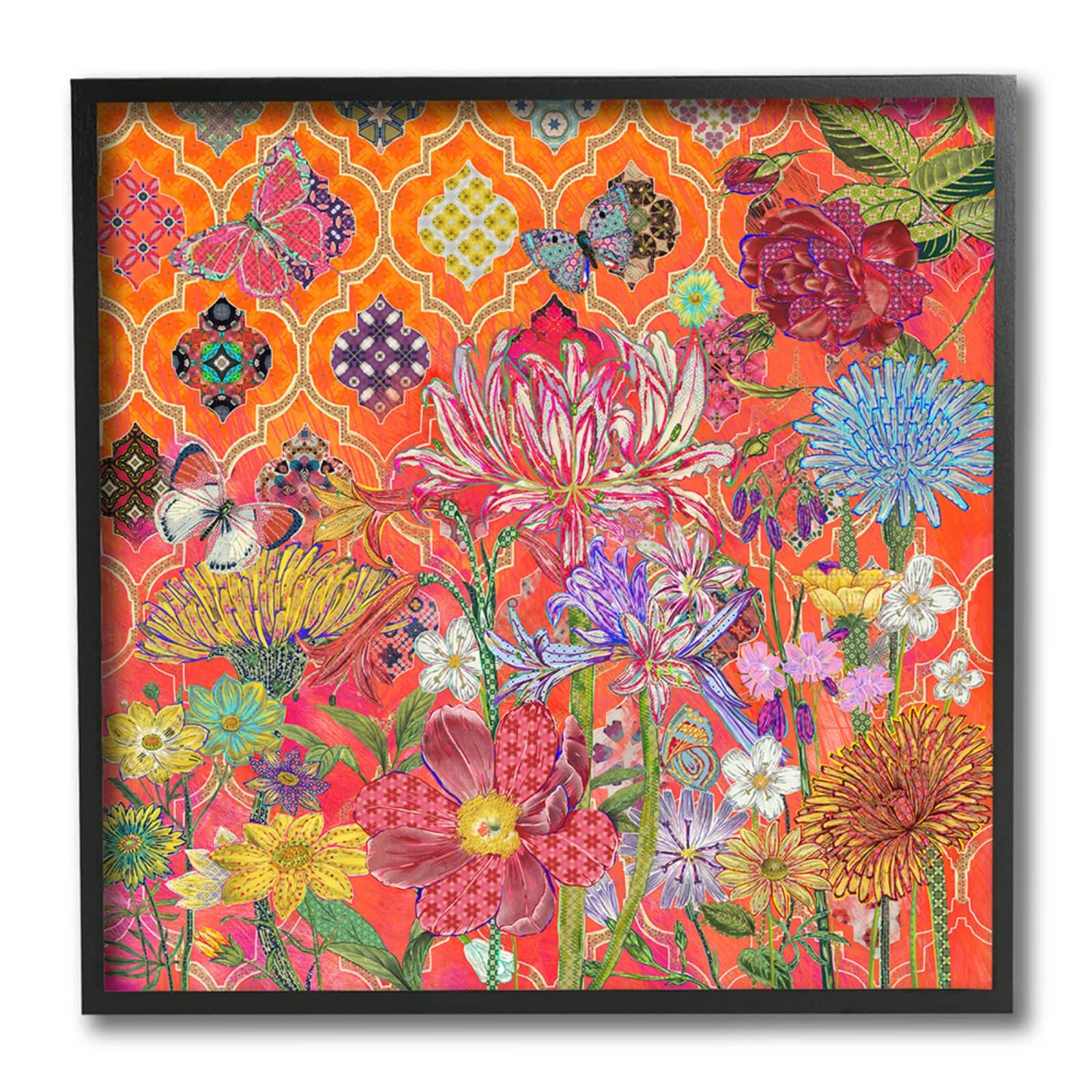 Stupell Industries Vibrant Florals Wall Art in Black Frame
