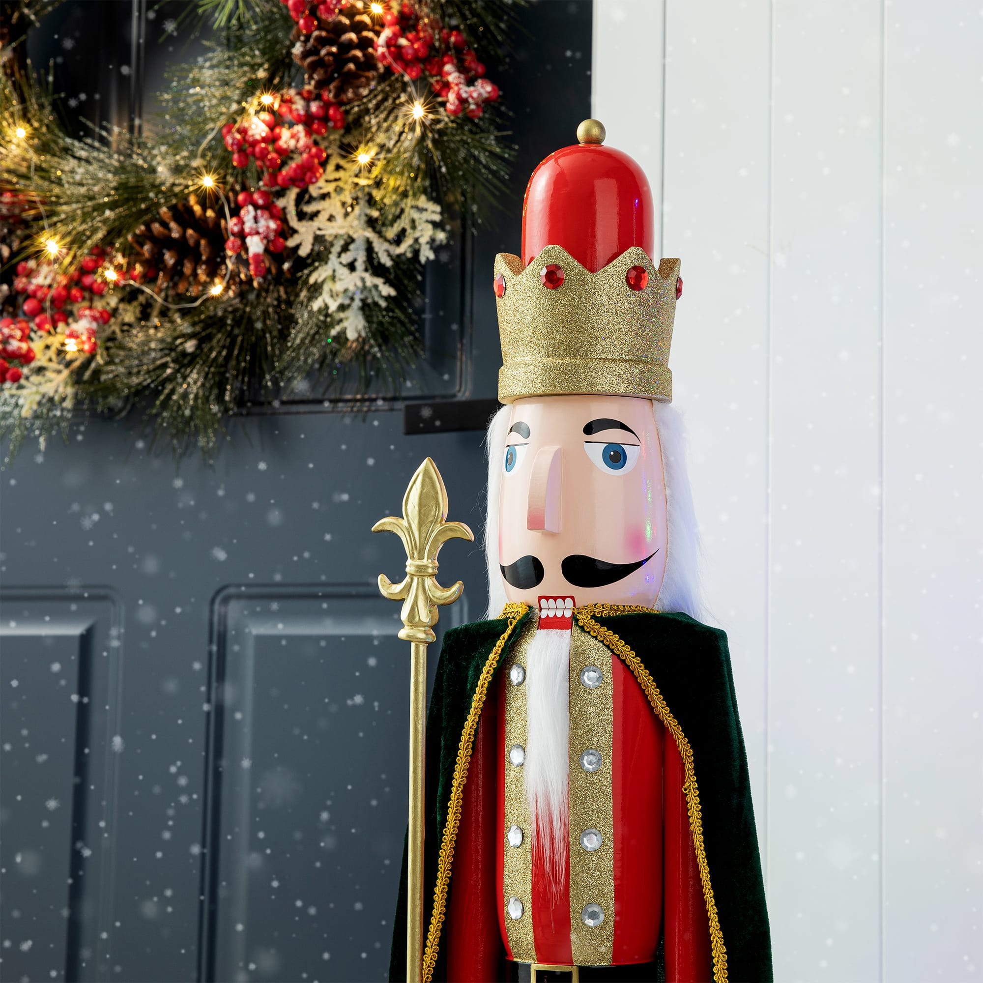 Glitzhome&#xAE; 3.5ft. Wooden Christmas King Nutcracker