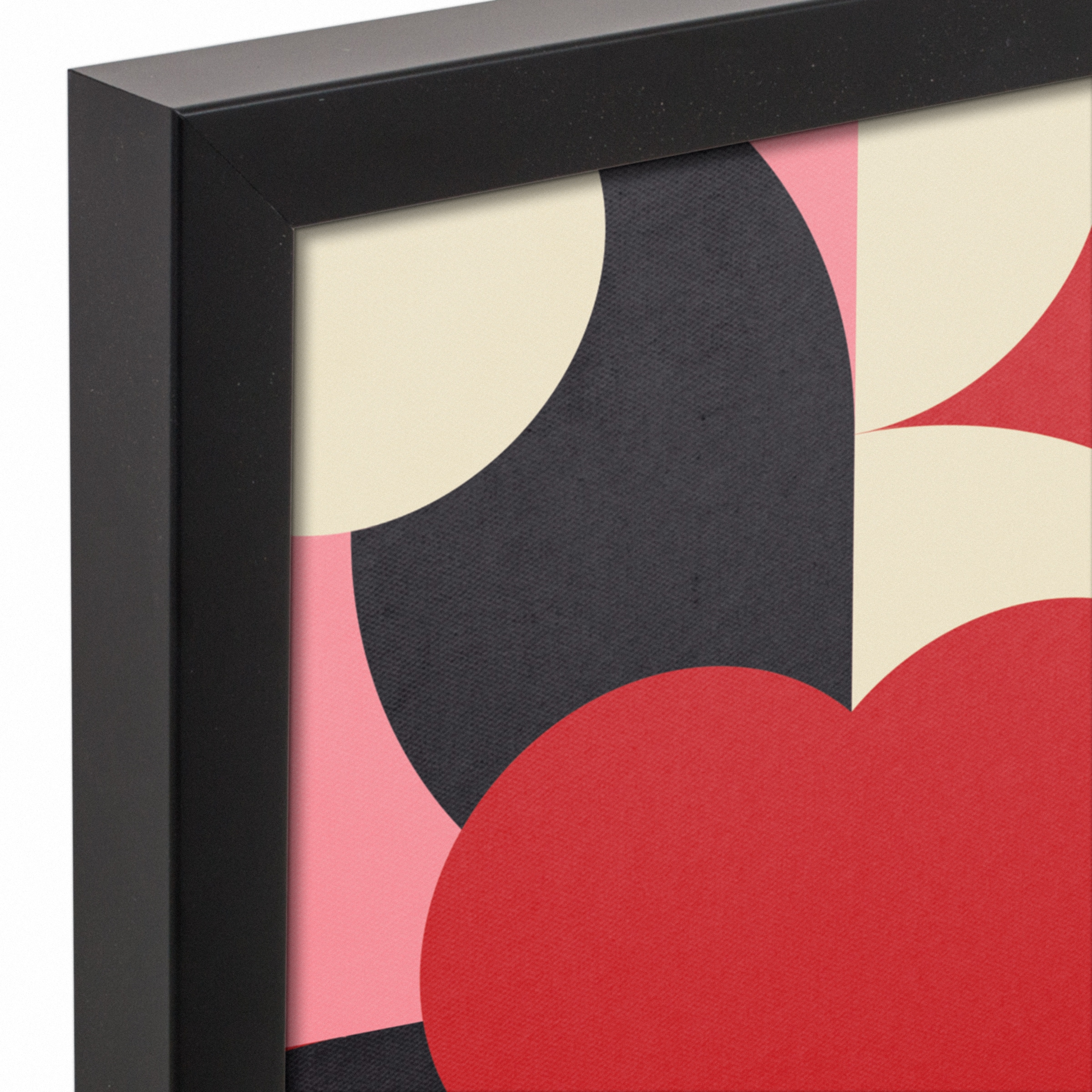 Mid Mod Heart Pattern Black Framed Canvas