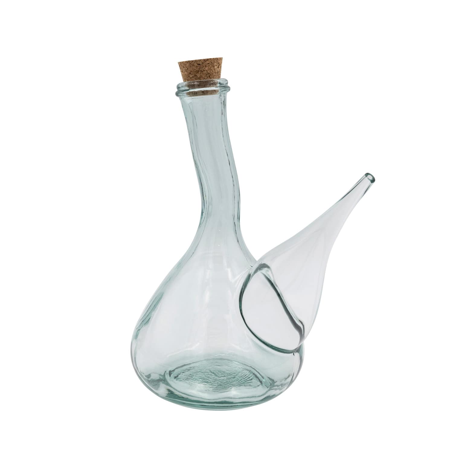 Round Reclaimed Traditional Glass Wine Pitcher with Cork