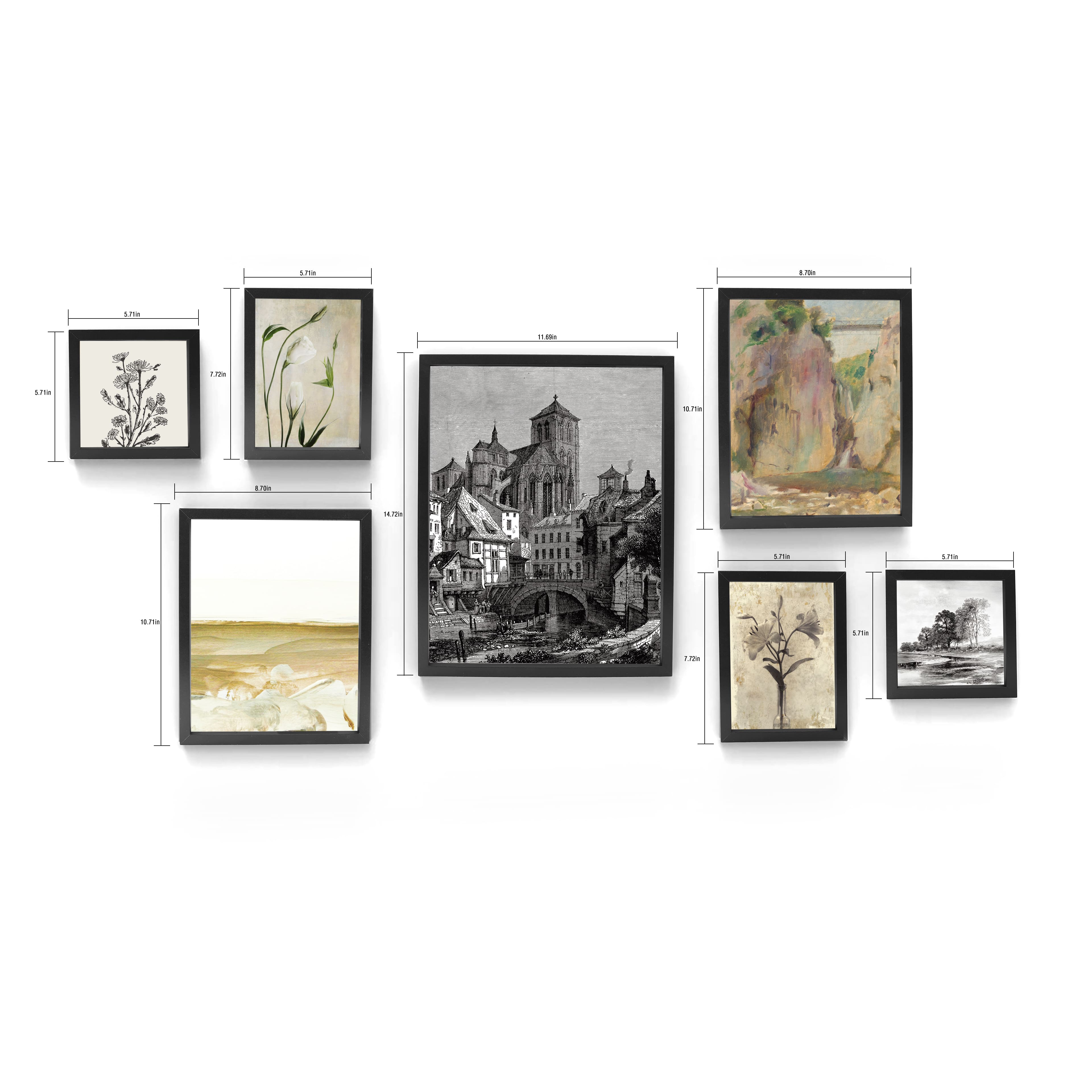 Black 7 Piece 123 Gallery Wall Frame Set by Studio D&#xE9;cor&#xAE;