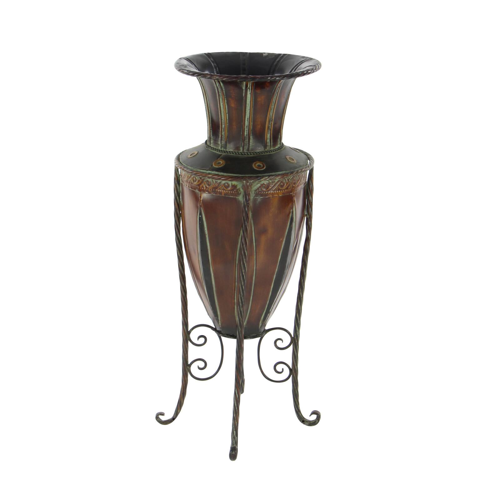 Brown Metal Rustic Vase, 27&#x22; x 9&#x22; x 9&#x22;