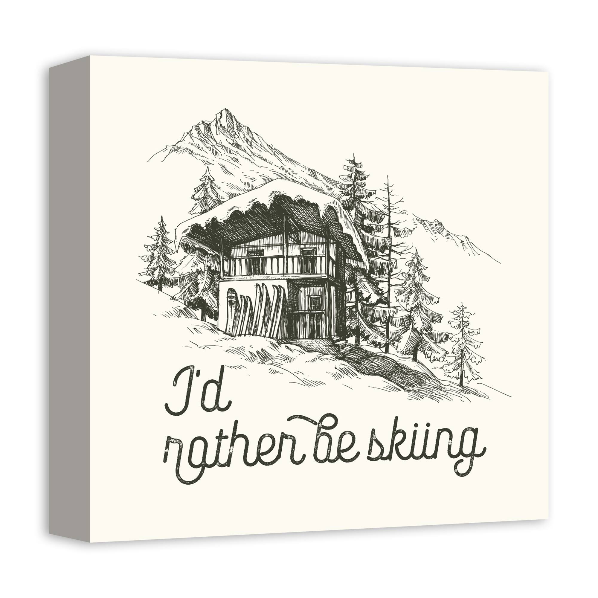 Rather Be Skiing Cabin 12x12 Canvas Wall Art