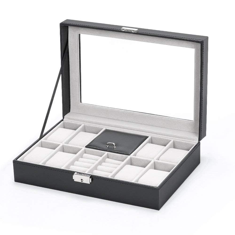 Charcoal Black Grand Ebony Jewelry Watch Box