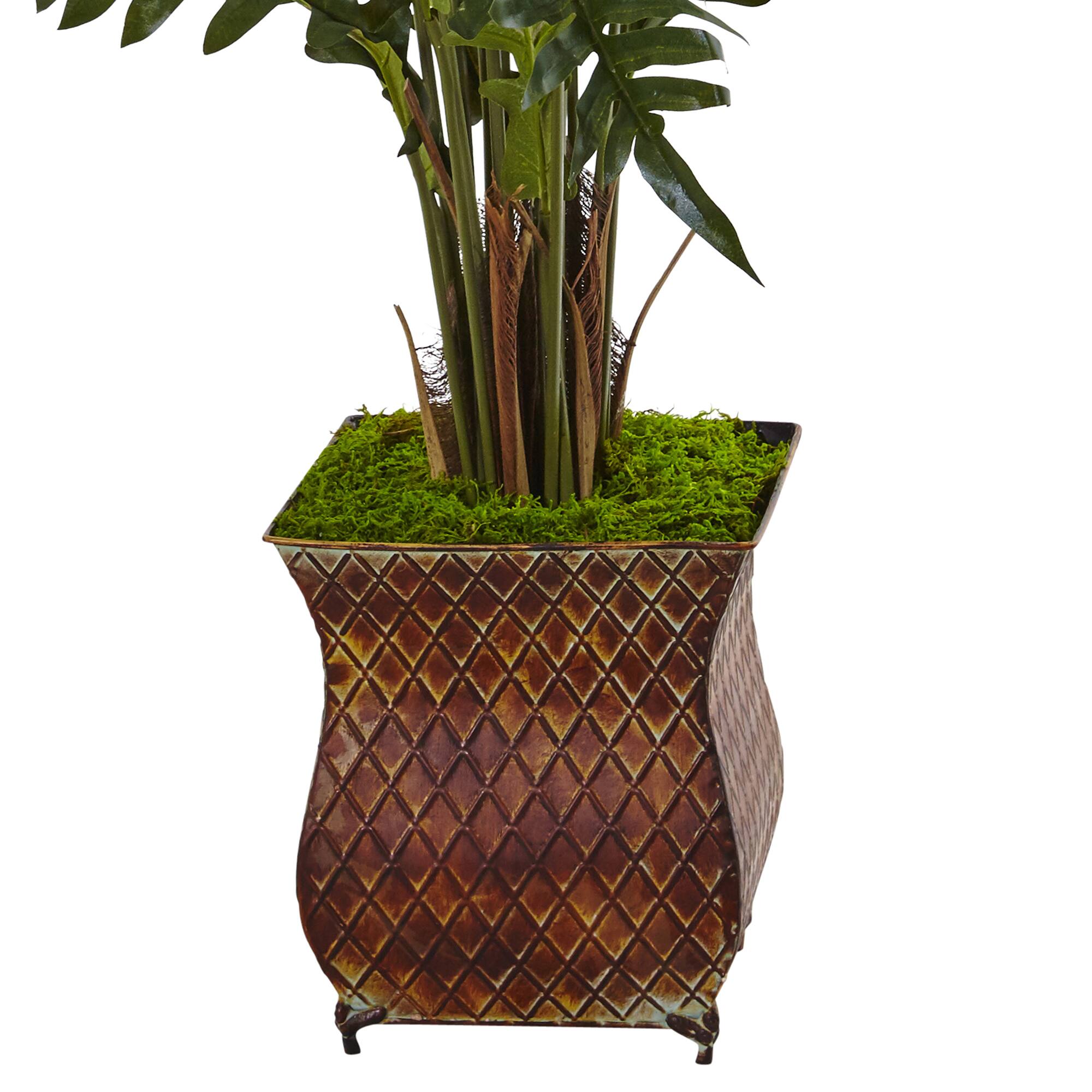 4ft. Evergreen Plant in Metal Planter