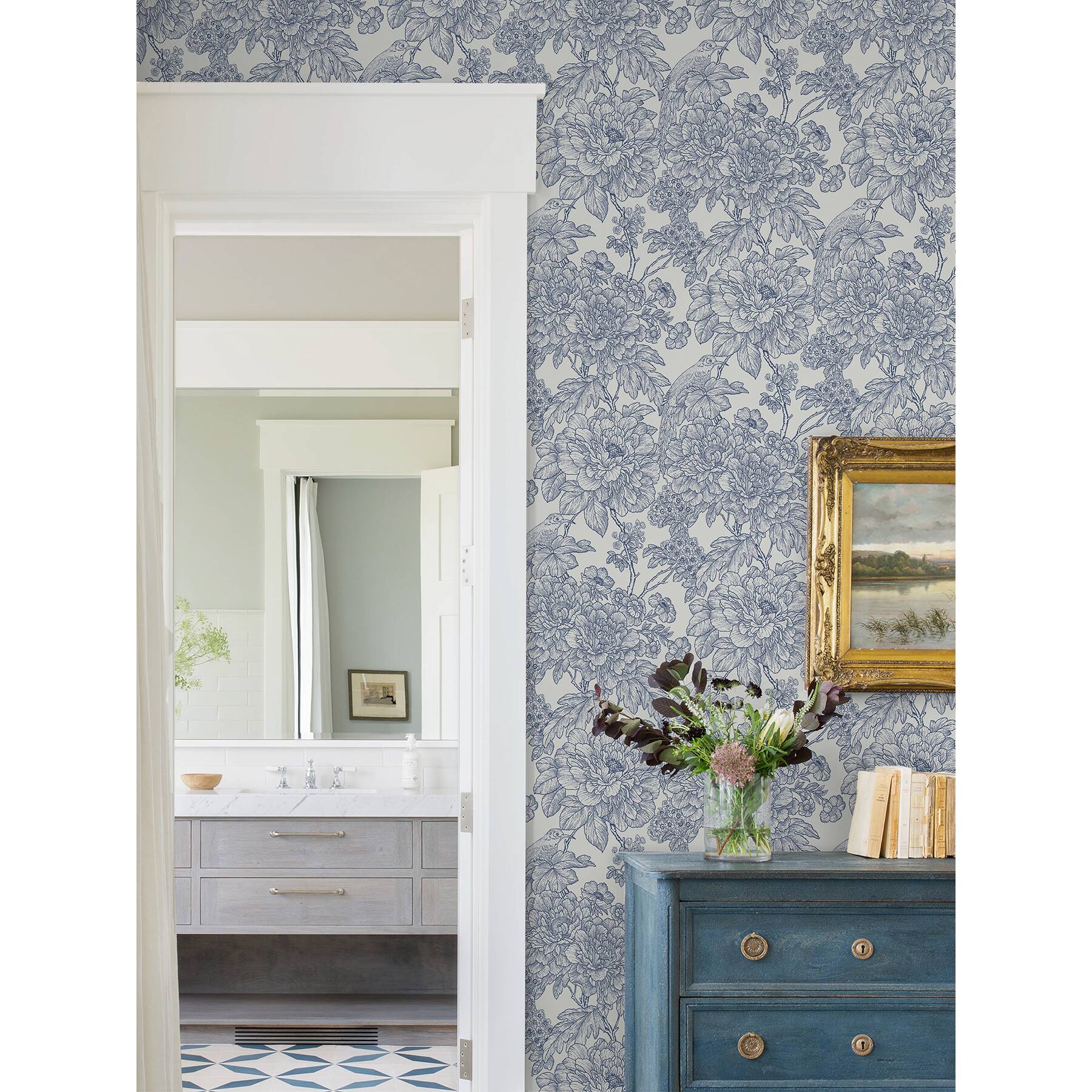 NuWallpaper Blue Sudbury Peel & Stick Wallpaper
