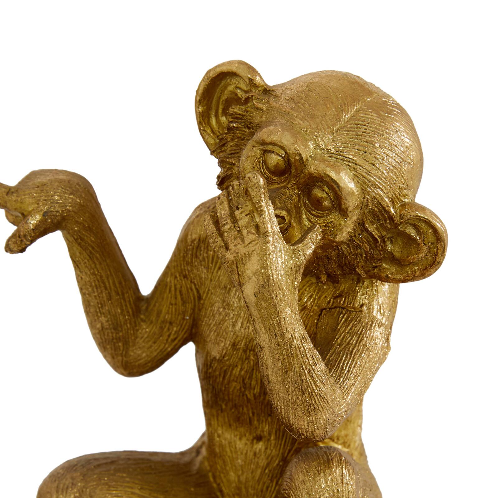 6&#x22; Gold Polystone Monkey Sculpture Set