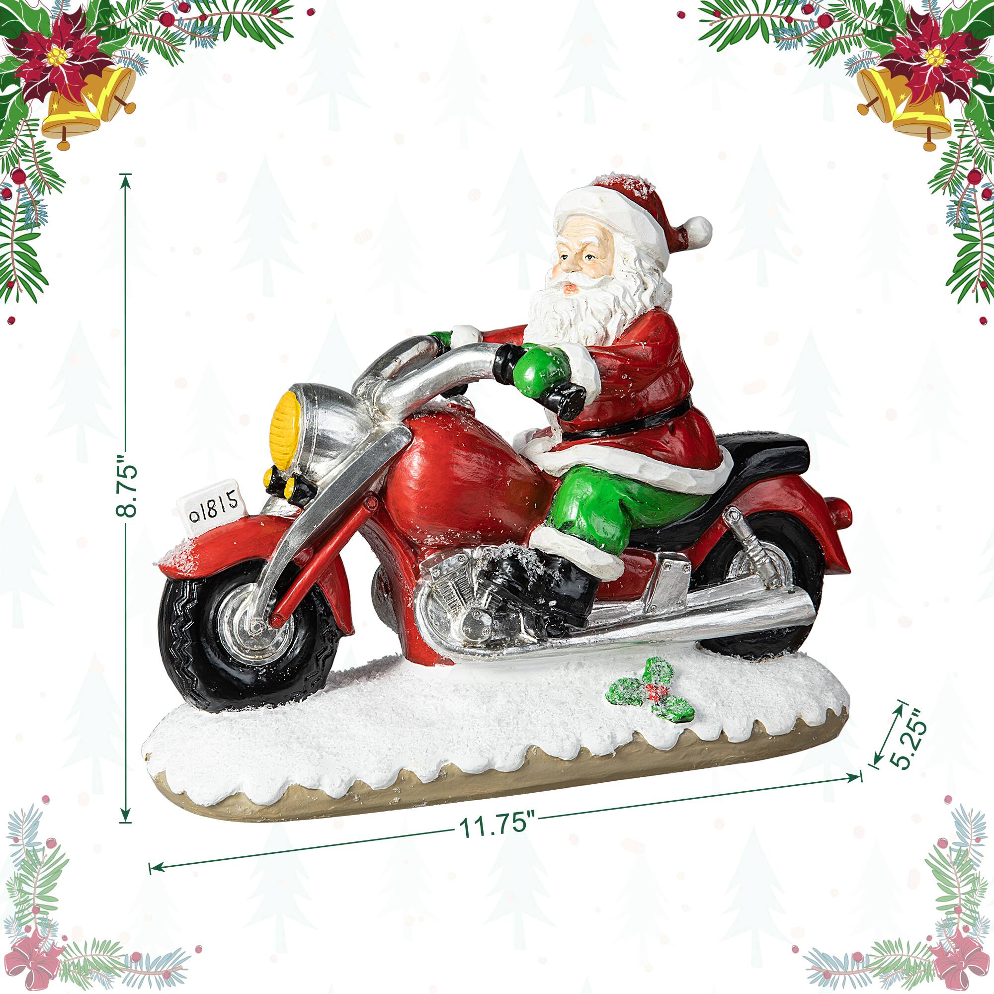 Glitzhome&#xAE; 11.75&#x22; Santa with Motorcycle Table D&#xE9;cor