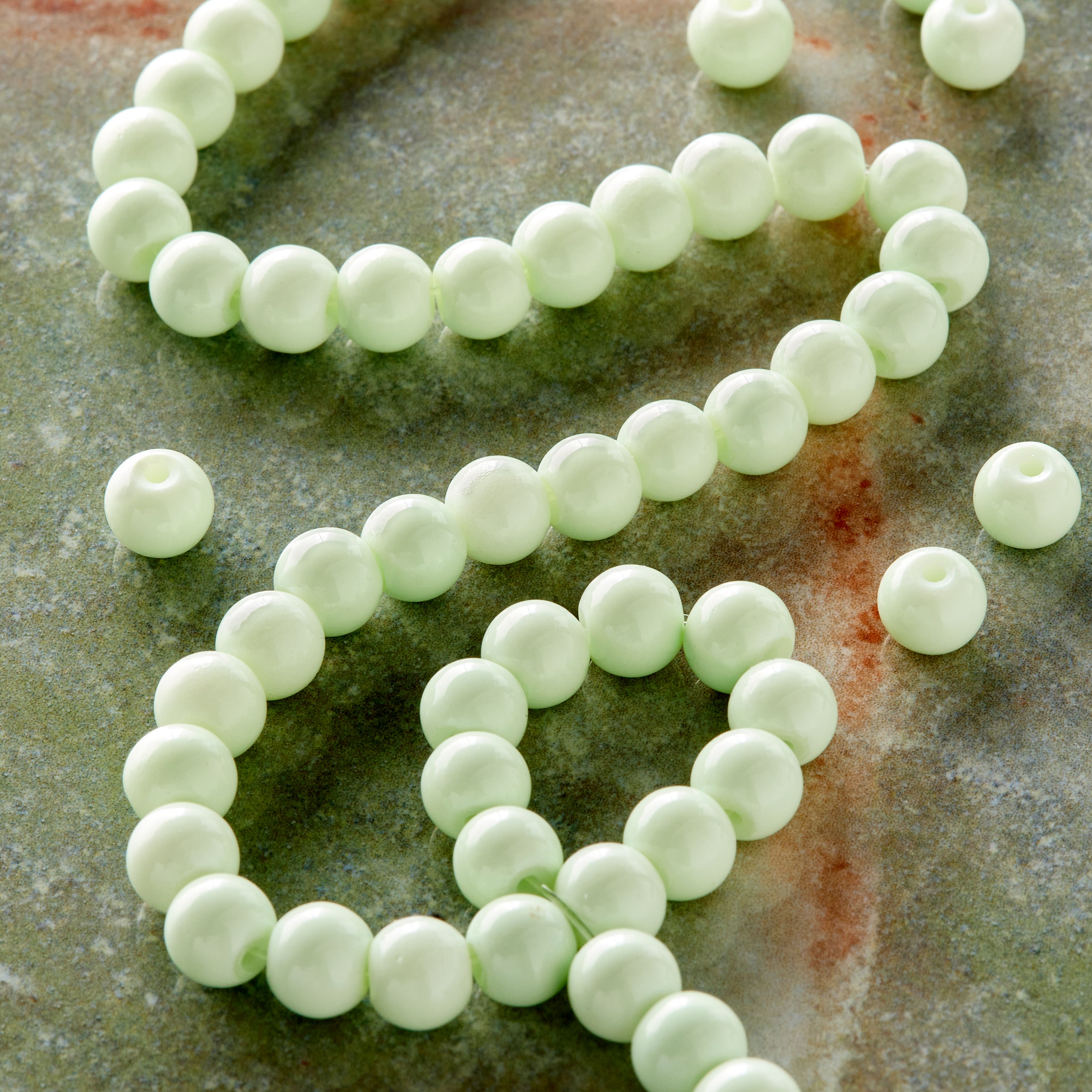 Mint Glass Round Beads, 6mm by Bead Landing™