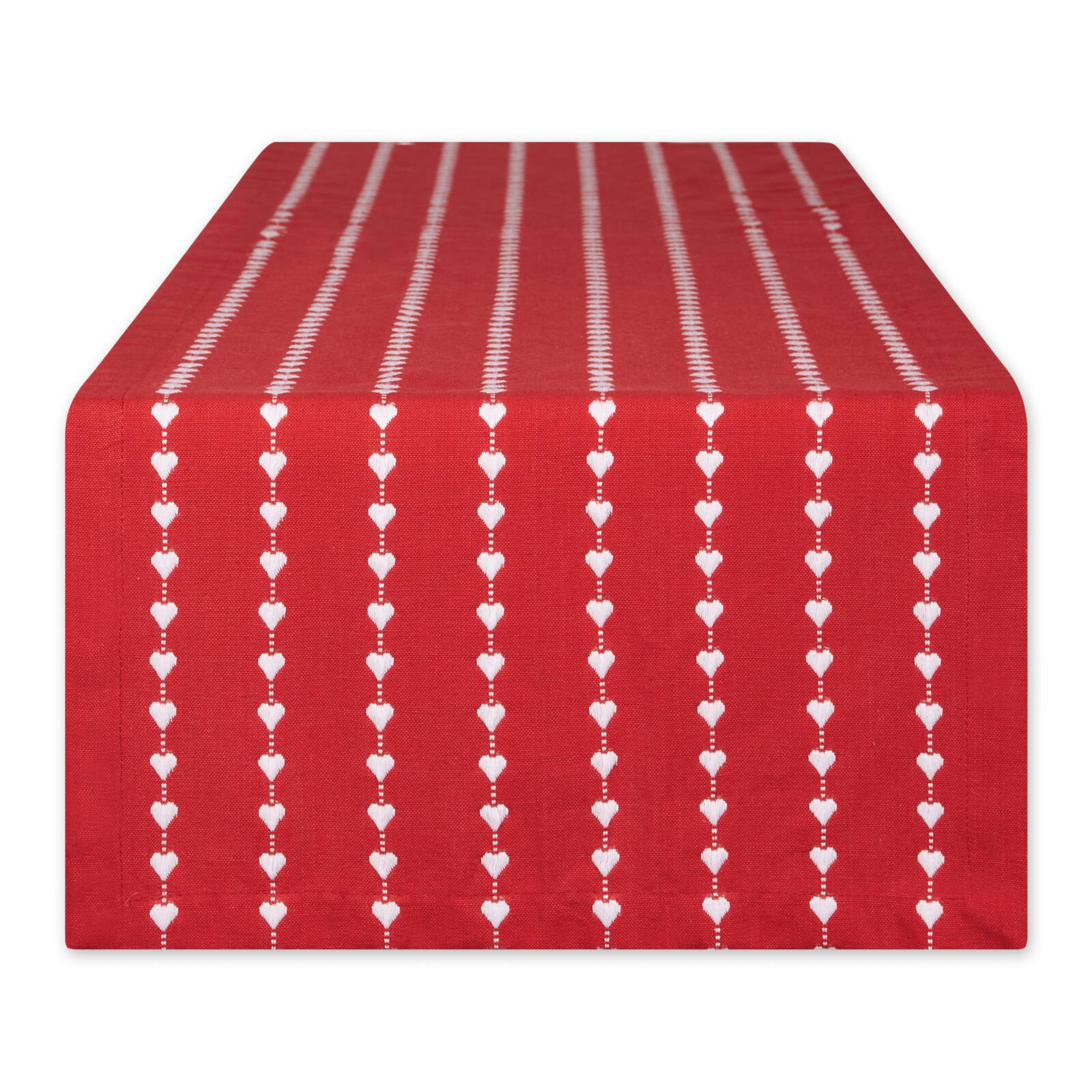 DII® 72" White Hearts Dobby Table Runner
