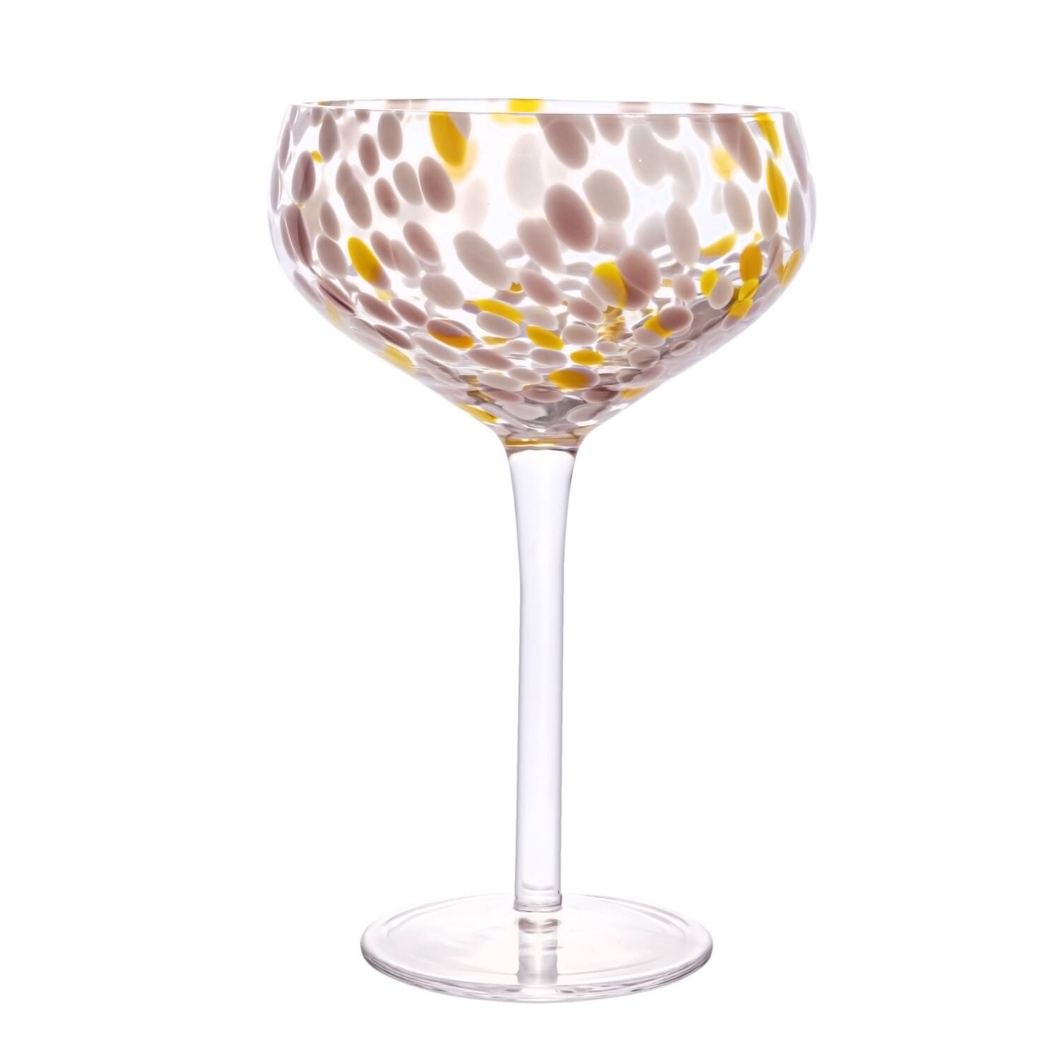 Hello Honey® 7" Speckle Round Stemmed Champagne Coupe Glass Set