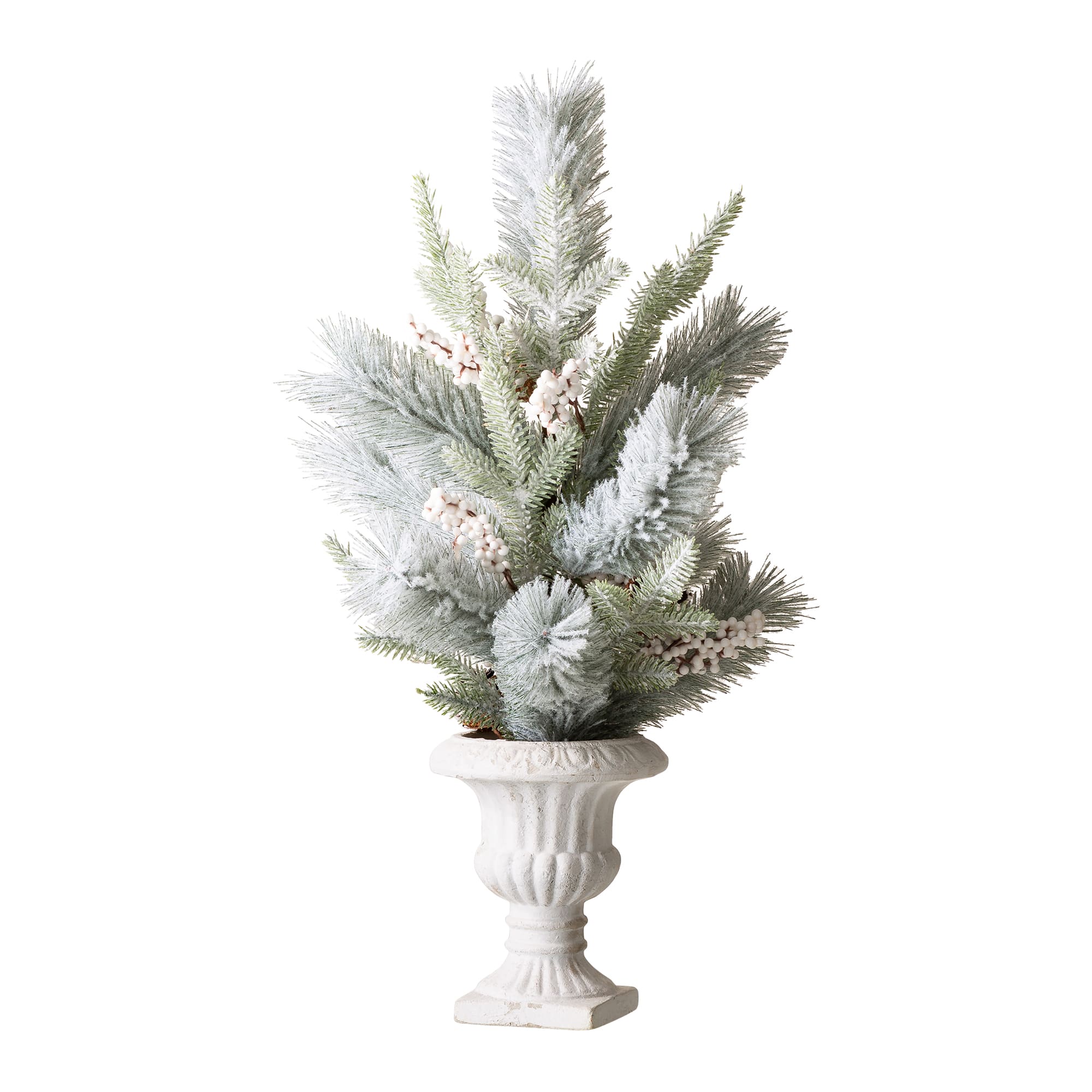 Glitzhome® 2ft. Pre-Lit Flocked Pinecone & Berries Table Tree in Urn ...