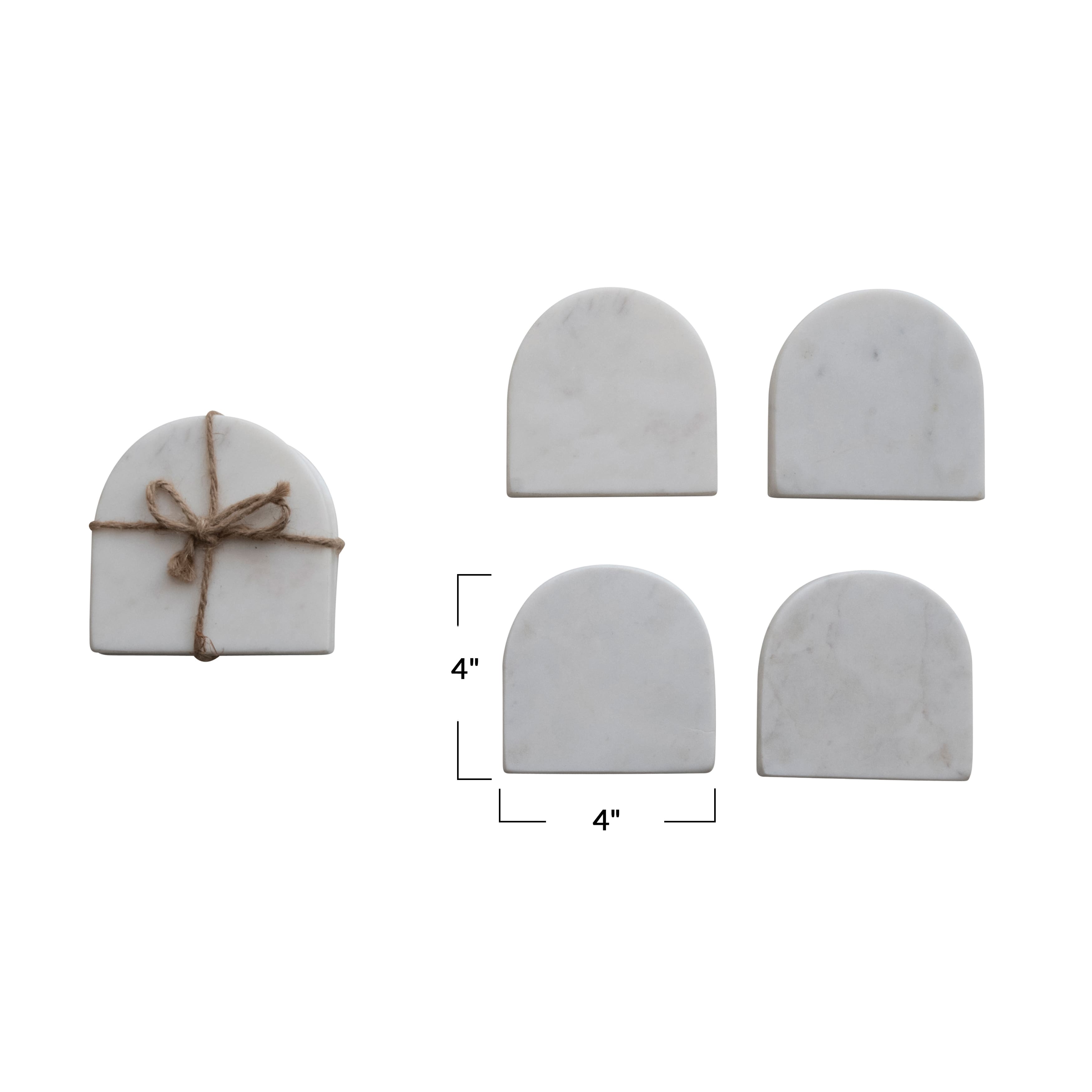 White Modern Arched Marble Coaster Set