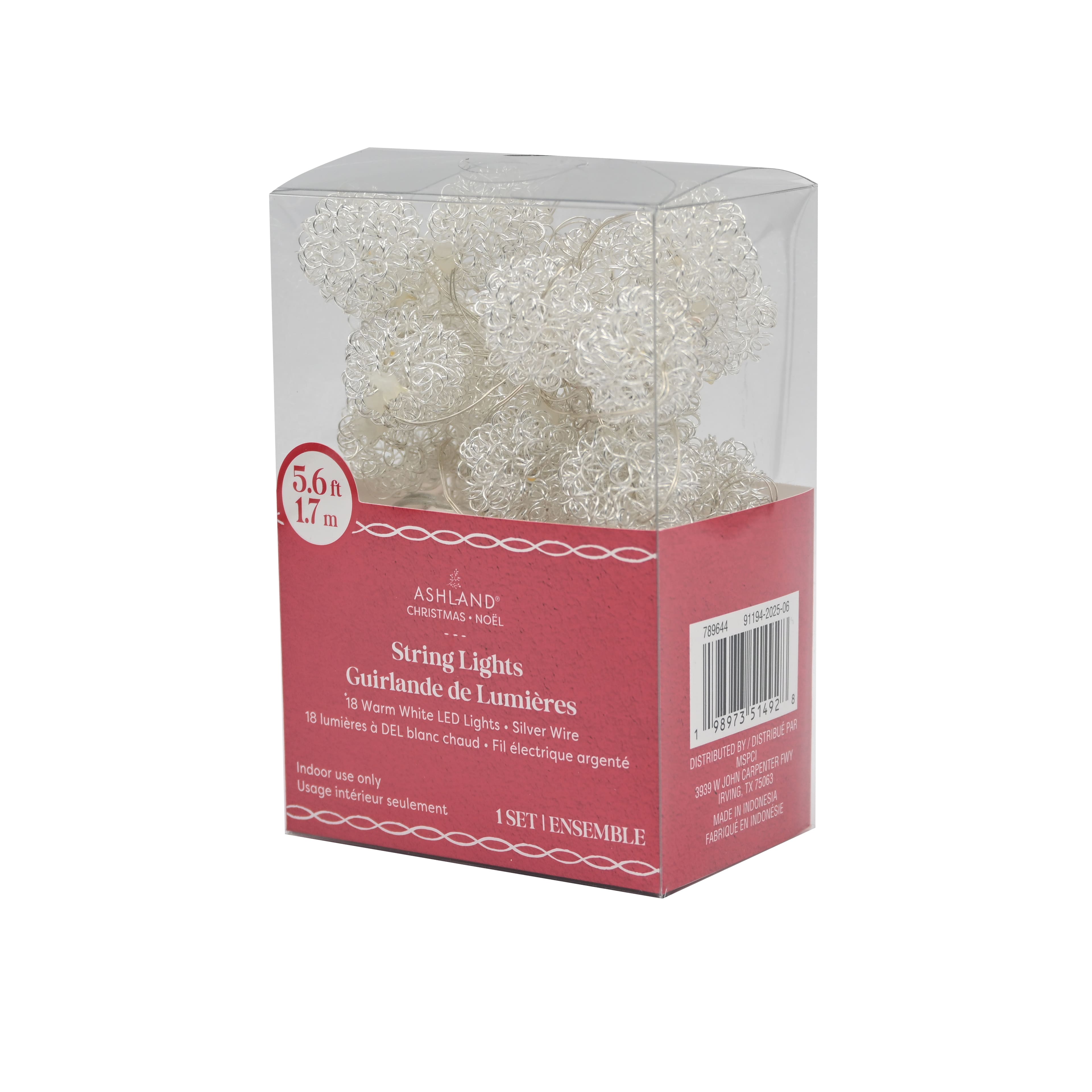 18ct. Warm White LED Silver Wire Ball String Lights by Ashland&#xAE;