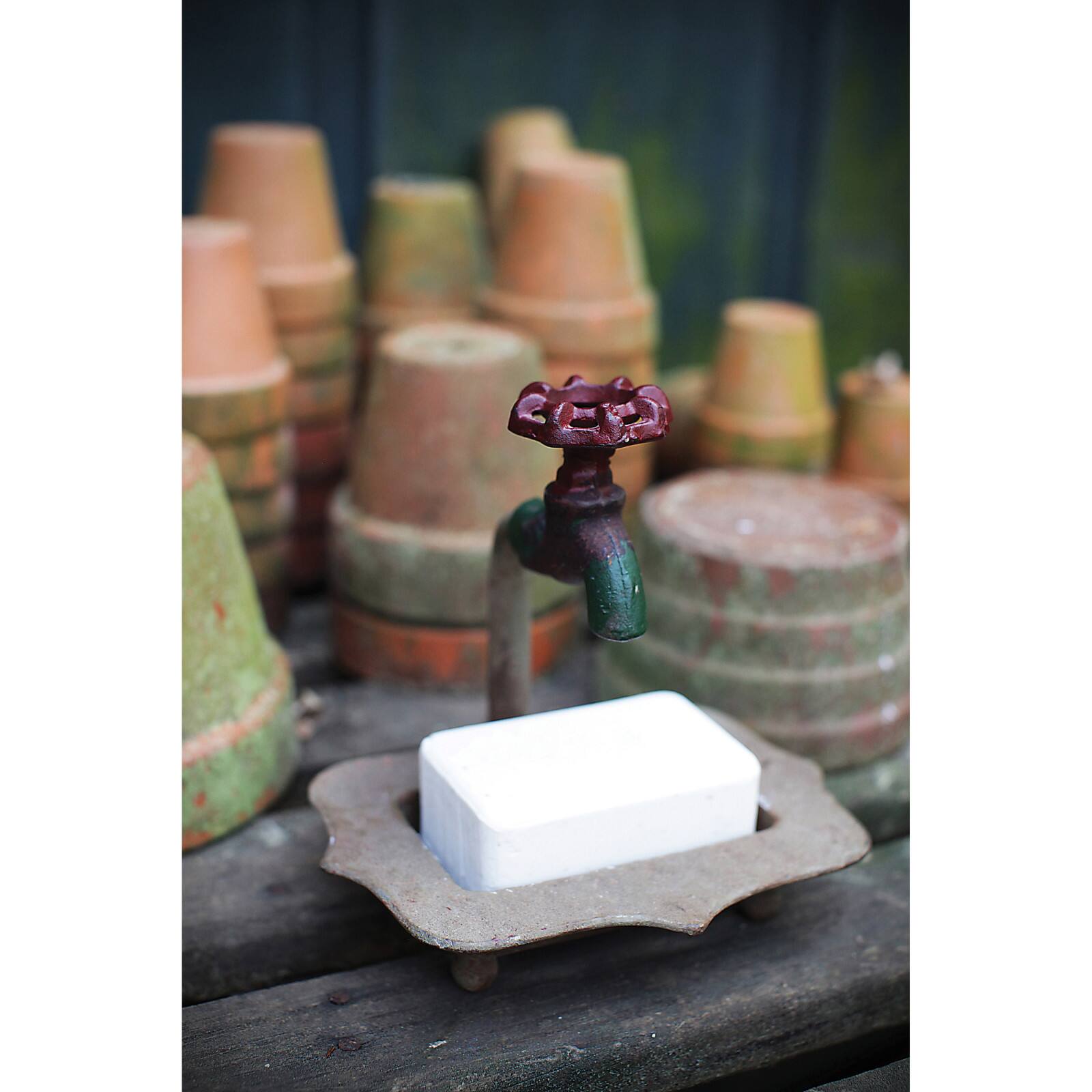 Hello Honey® 7" Rustic Metal Soap Dish with Faucet