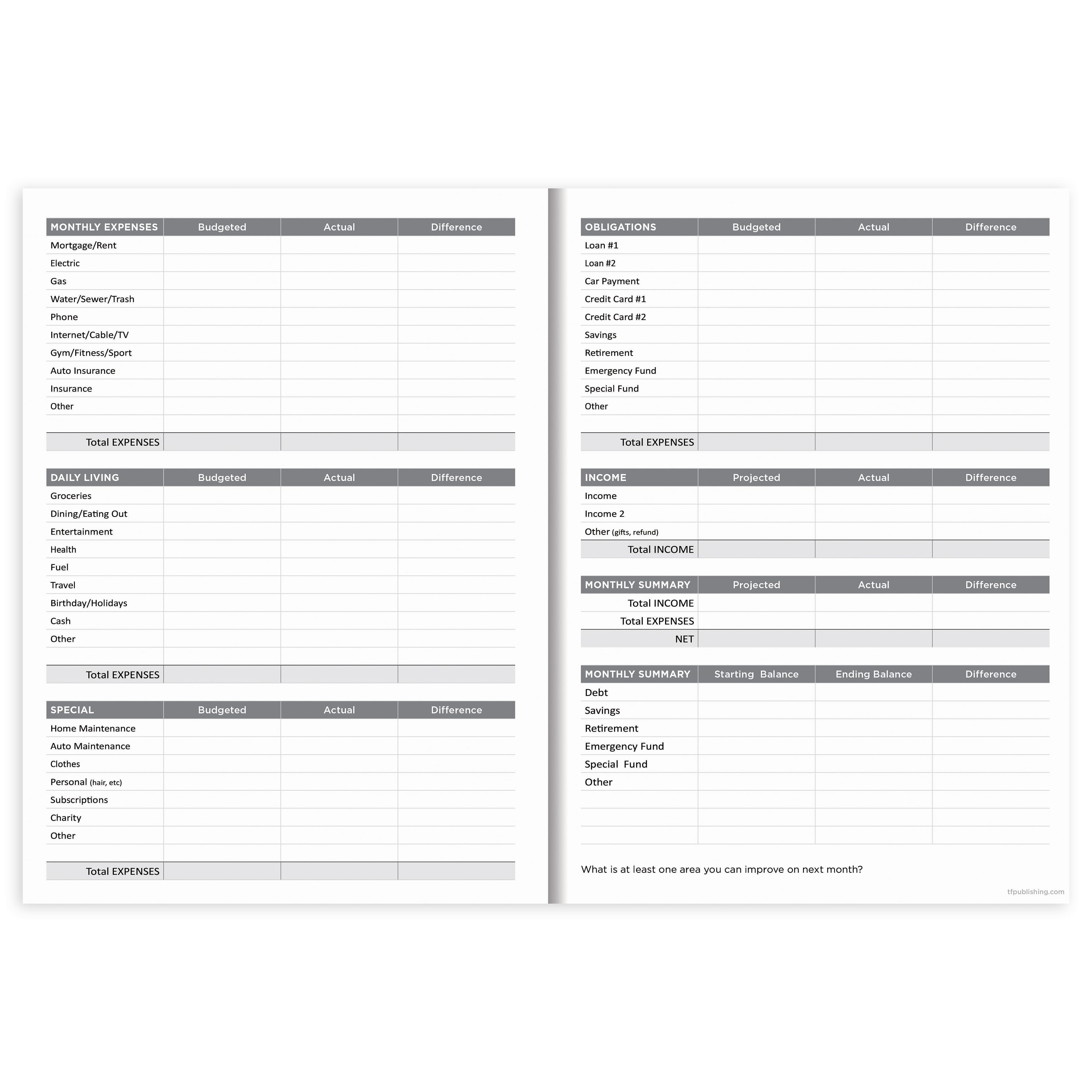 TF Publishing Money Budget Tracker Monthly Planner