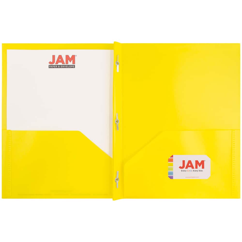 JAM Paper 9.5" x 11" Plastic 2 Pocket School POP Folders with Clasps, 6ct.