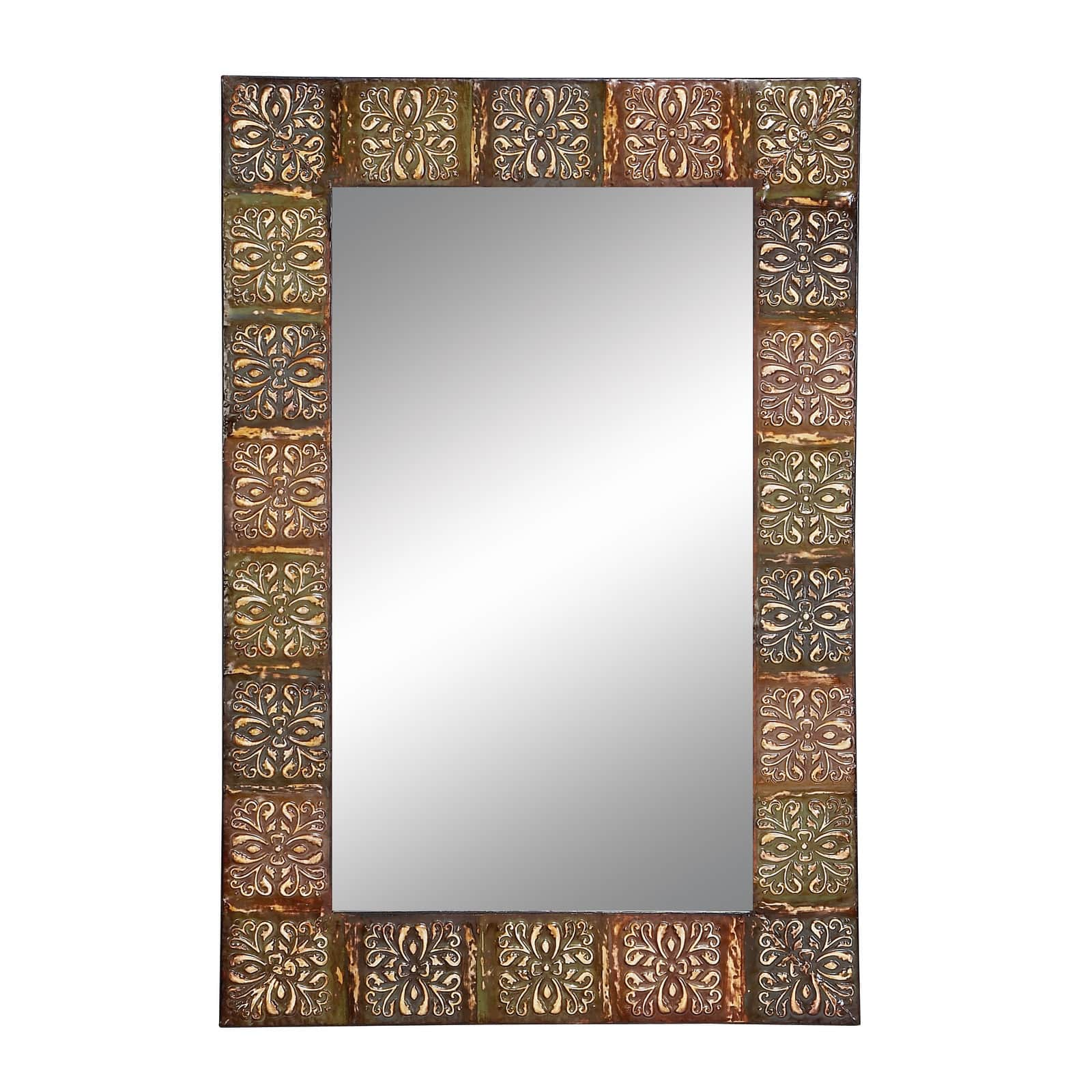 36&#x22; Multi Colored Metal Traditional Console Mirror