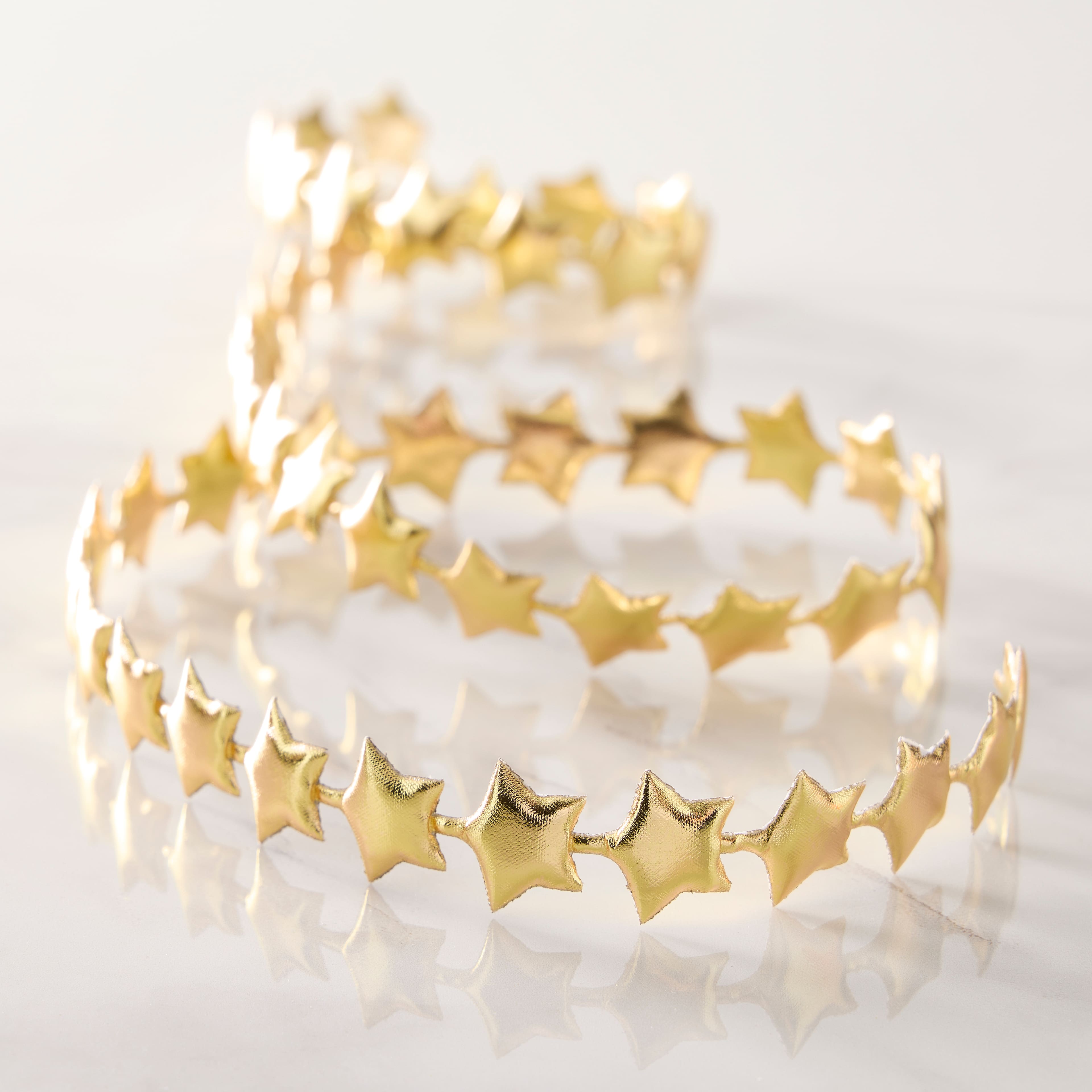 5/7&#x22; x 3yd. Gold Metallic Star Ribbon by Celebrate It&#xAE; Classic