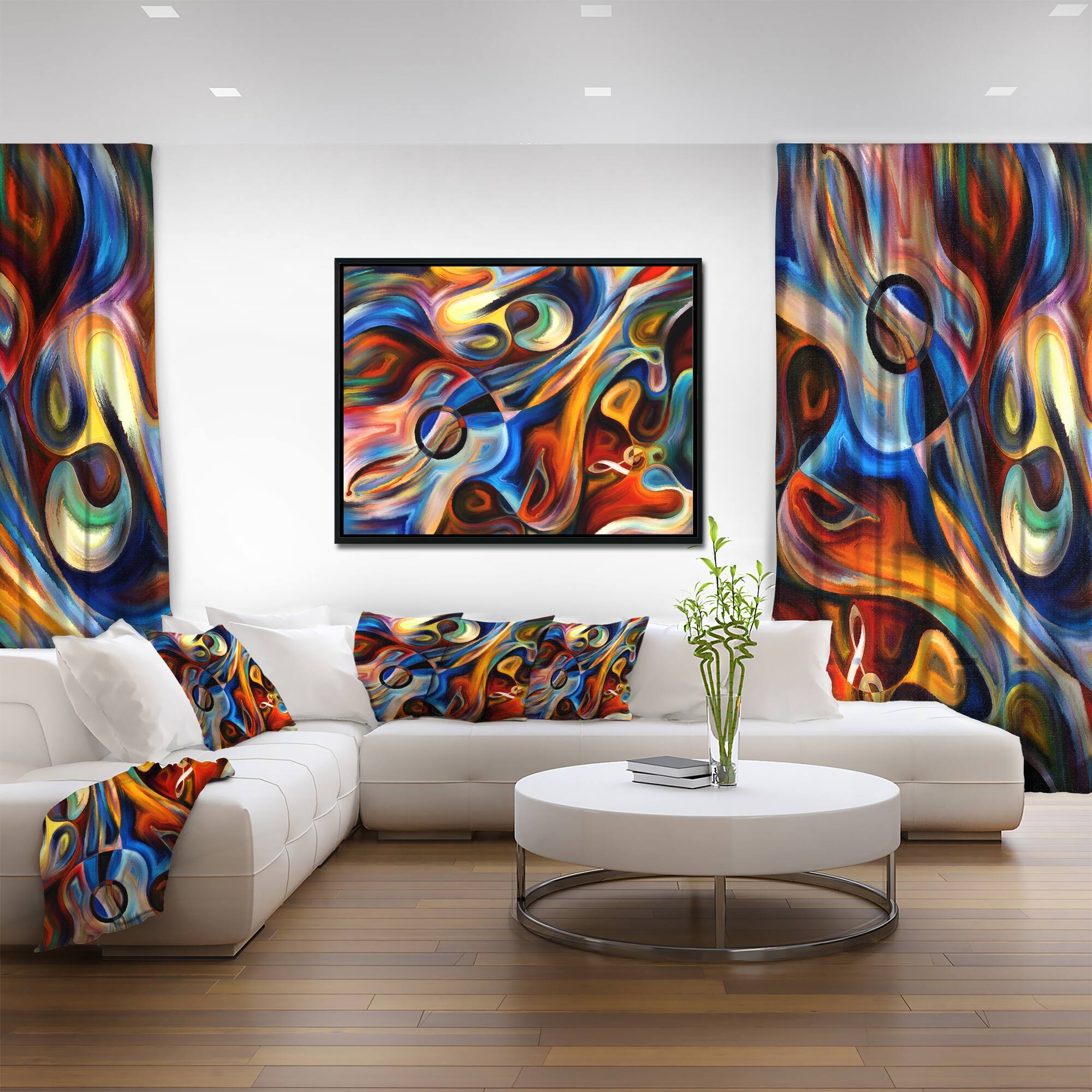 Designart - Abstract Music and Rhythm - Abstract Framed Canvas Art Print