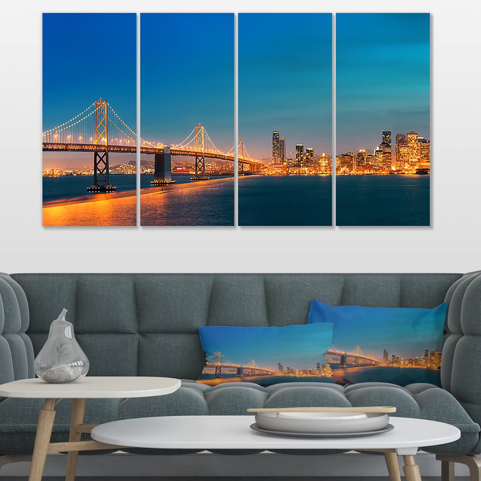Designart - Illuminated San Francisco Skyline - Cityscape Canvas Print