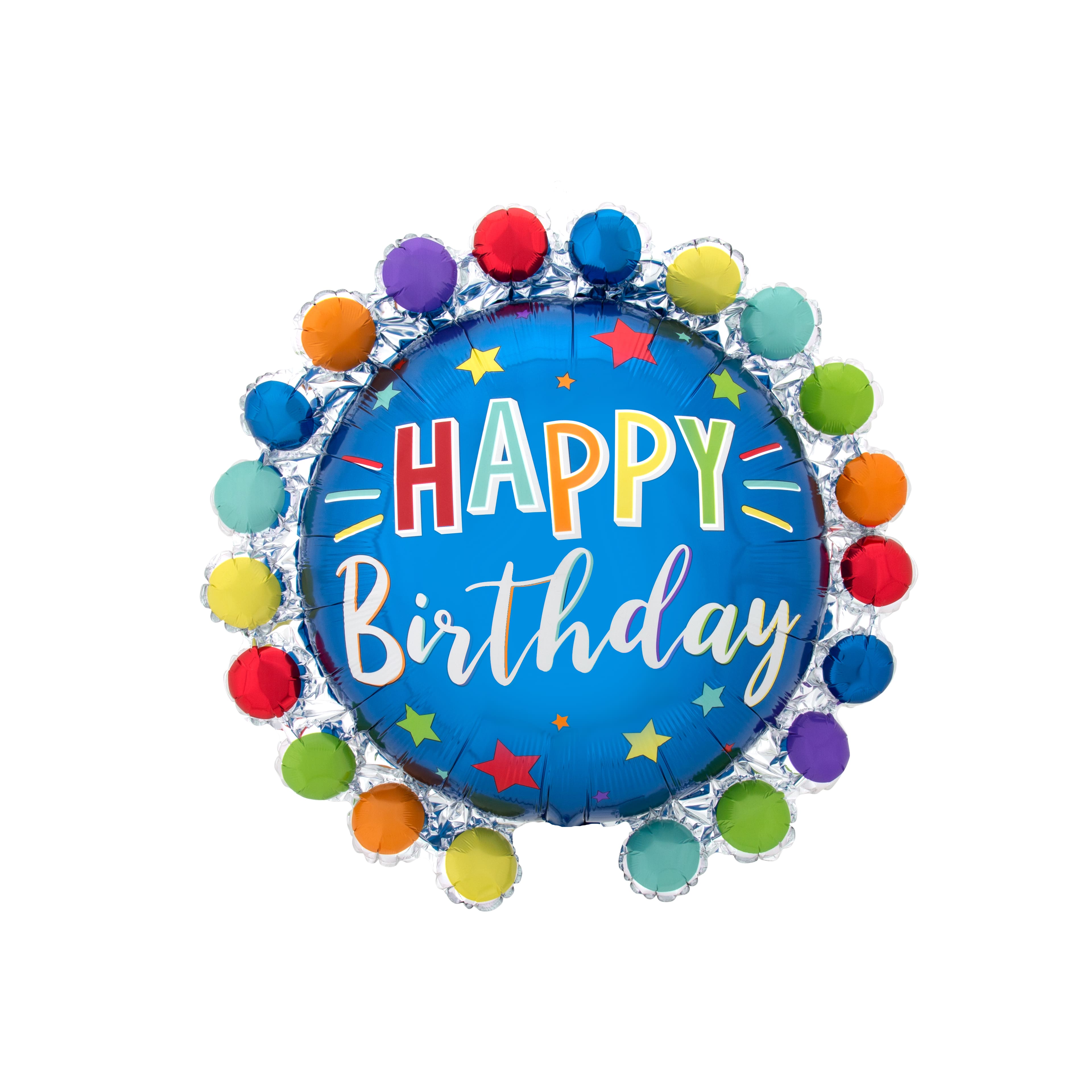 26&#x22; Dot Circle Happy Birthday Foil Balloon