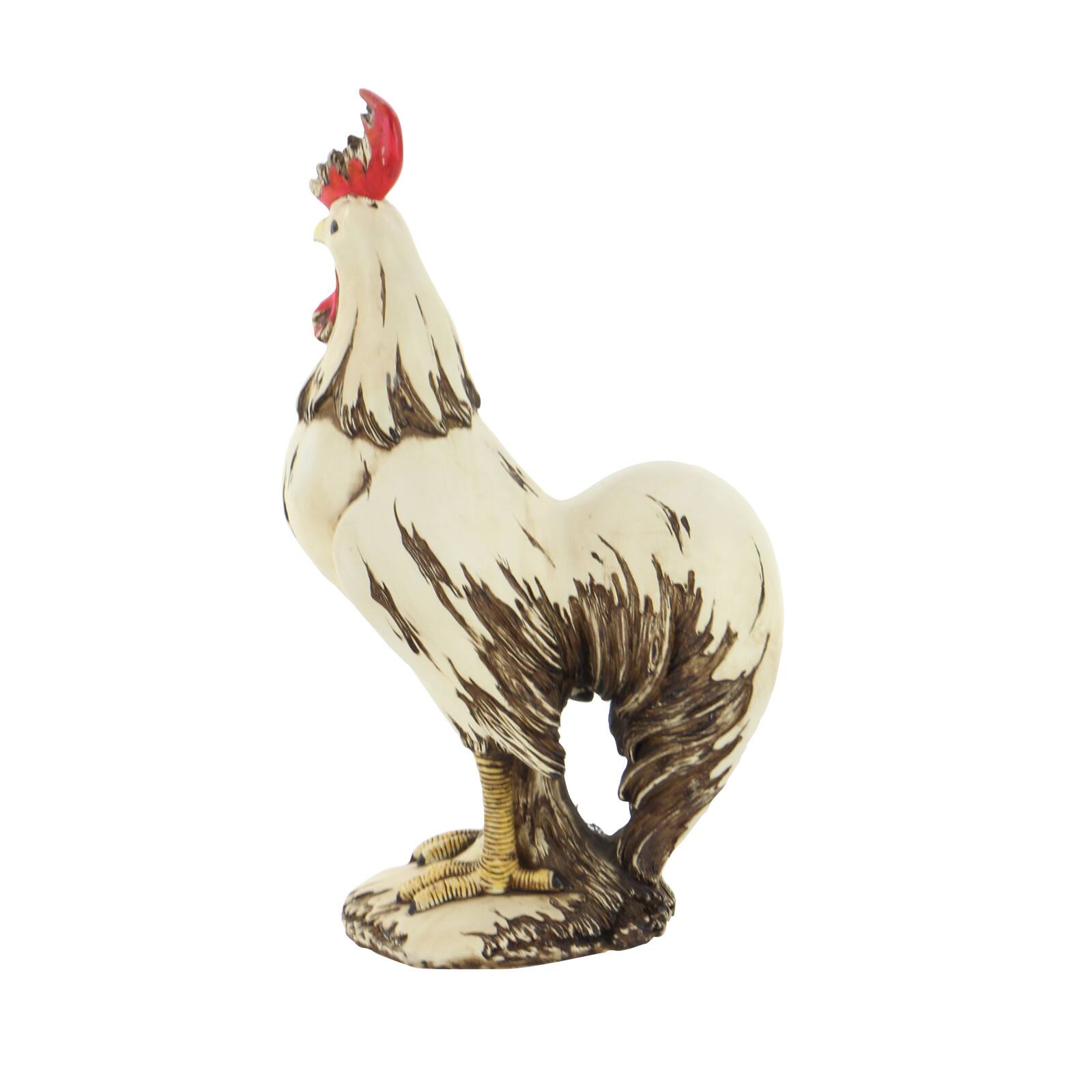 15&#x22; White Rooster Garden Sculpture