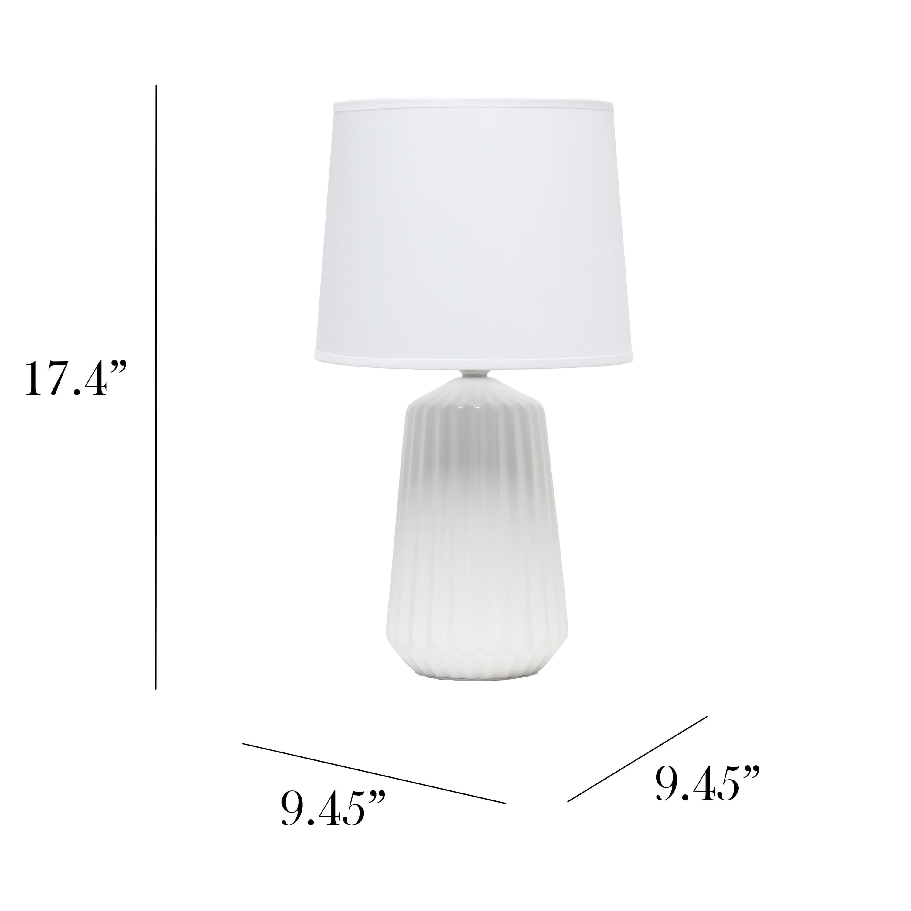 Simple Designs 17.4" Off White Pleated Base Table Lamp